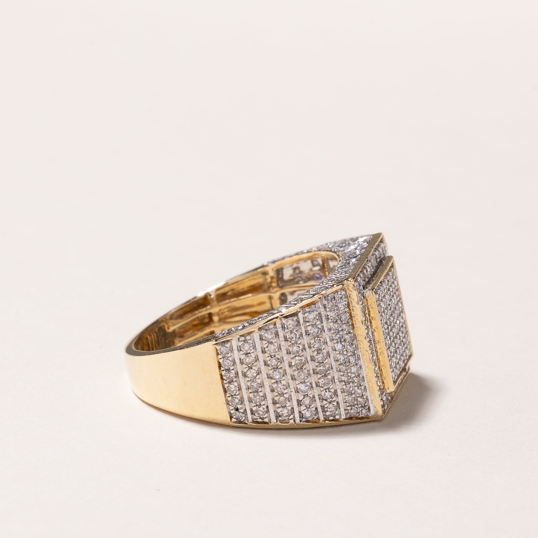 10k Yellow Gold Cluster Diamond Signet Ring | 1.53ctw | SZ 8.75