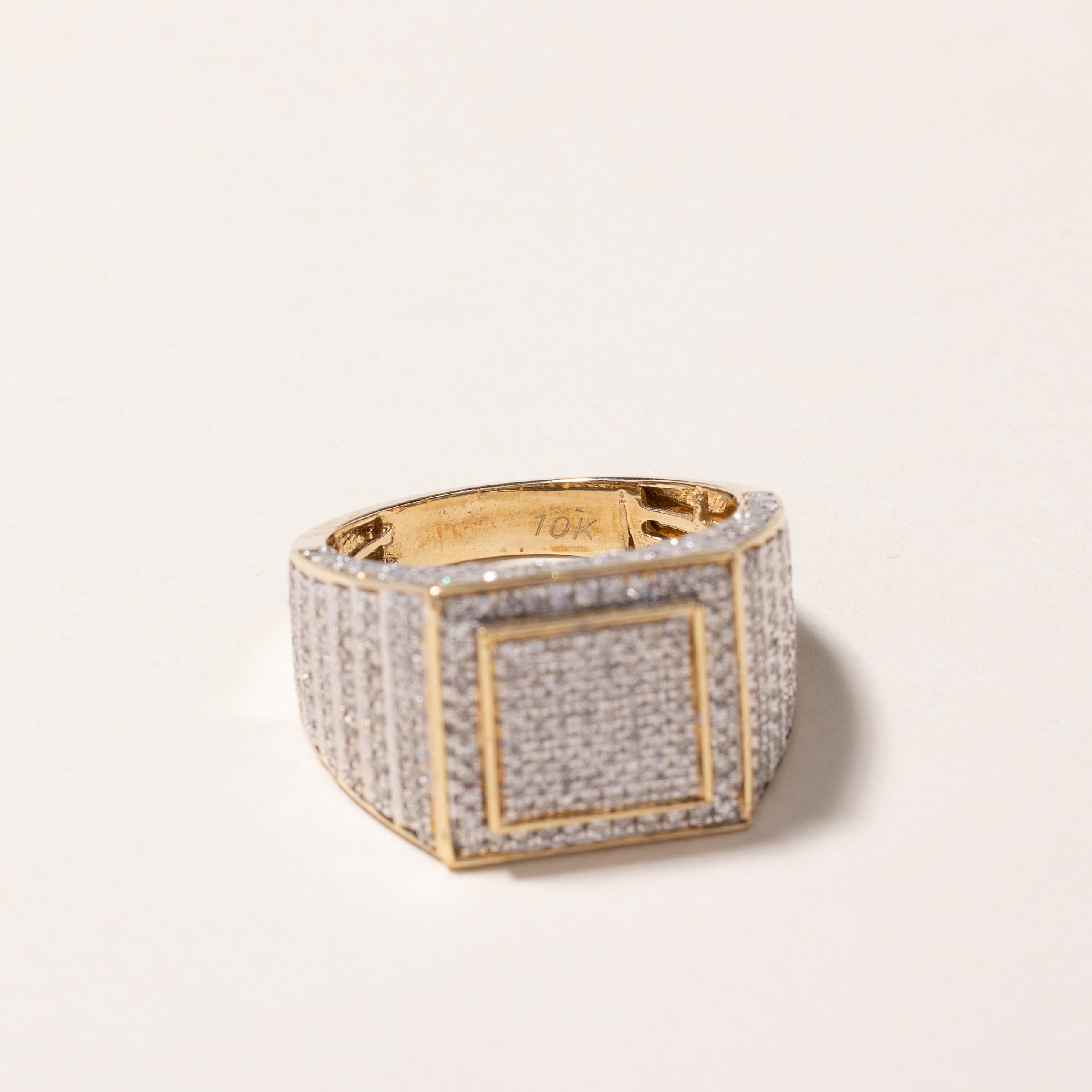 10k Yellow Gold Cluster Diamond Signet Ring | 1.53ctw | SZ 8.75