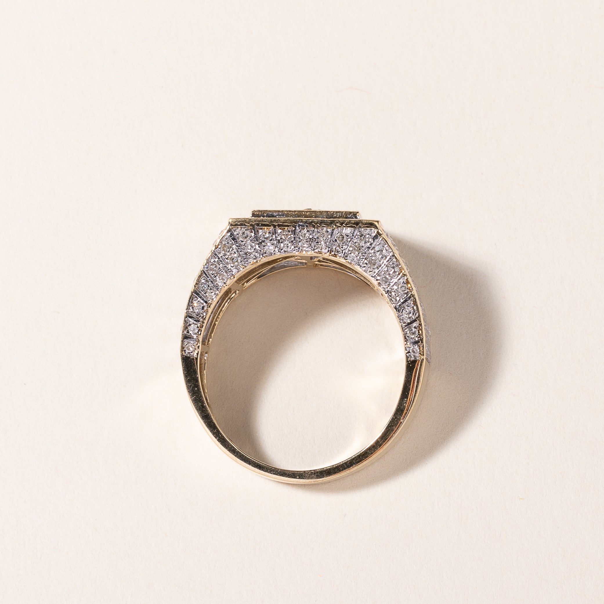 10k Yellow Gold Cluster Diamond Signet Ring | 1.53ctw | SZ 8.75