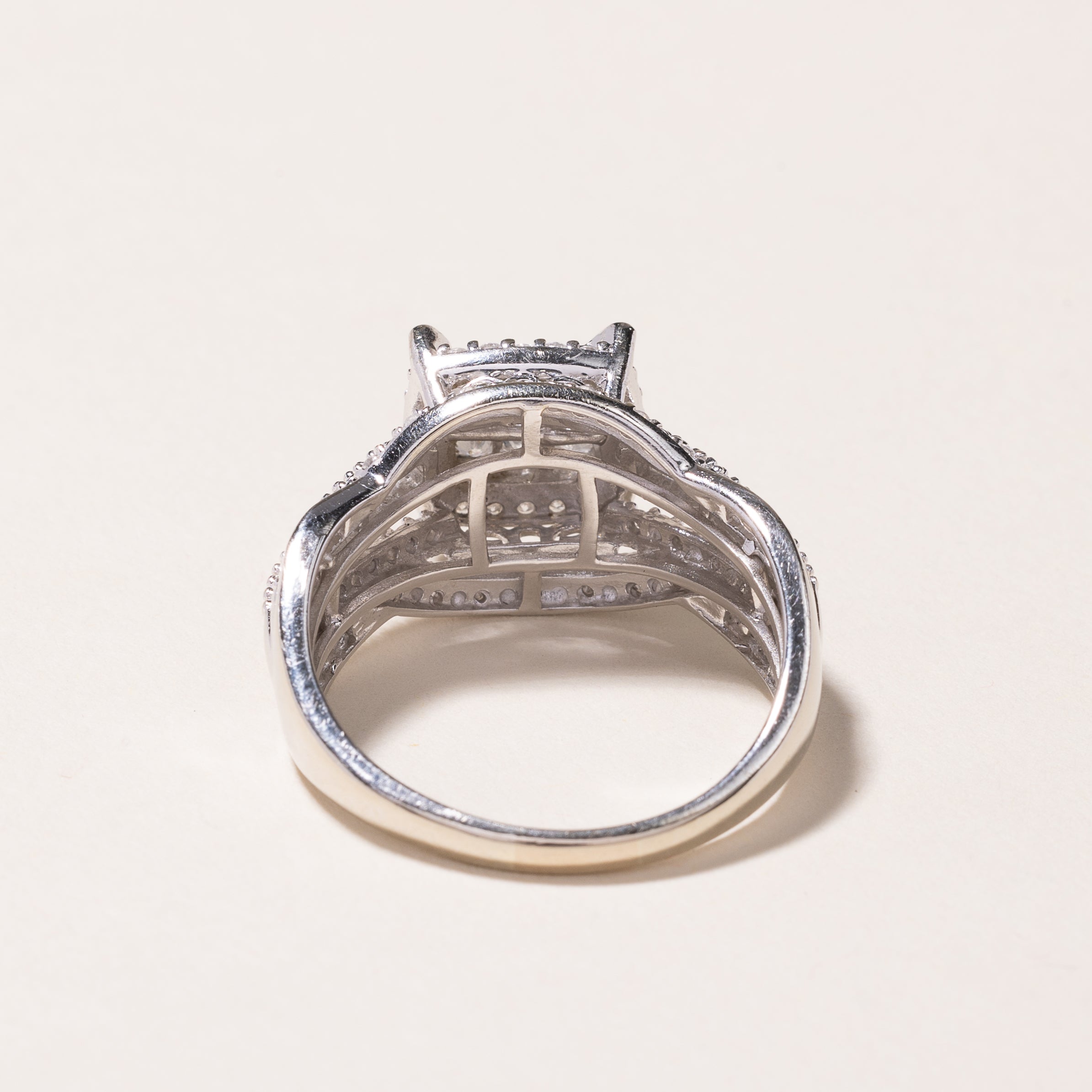 10k White Gold Cluster Diamond Ring | 1.02ctw | SZ 8.75