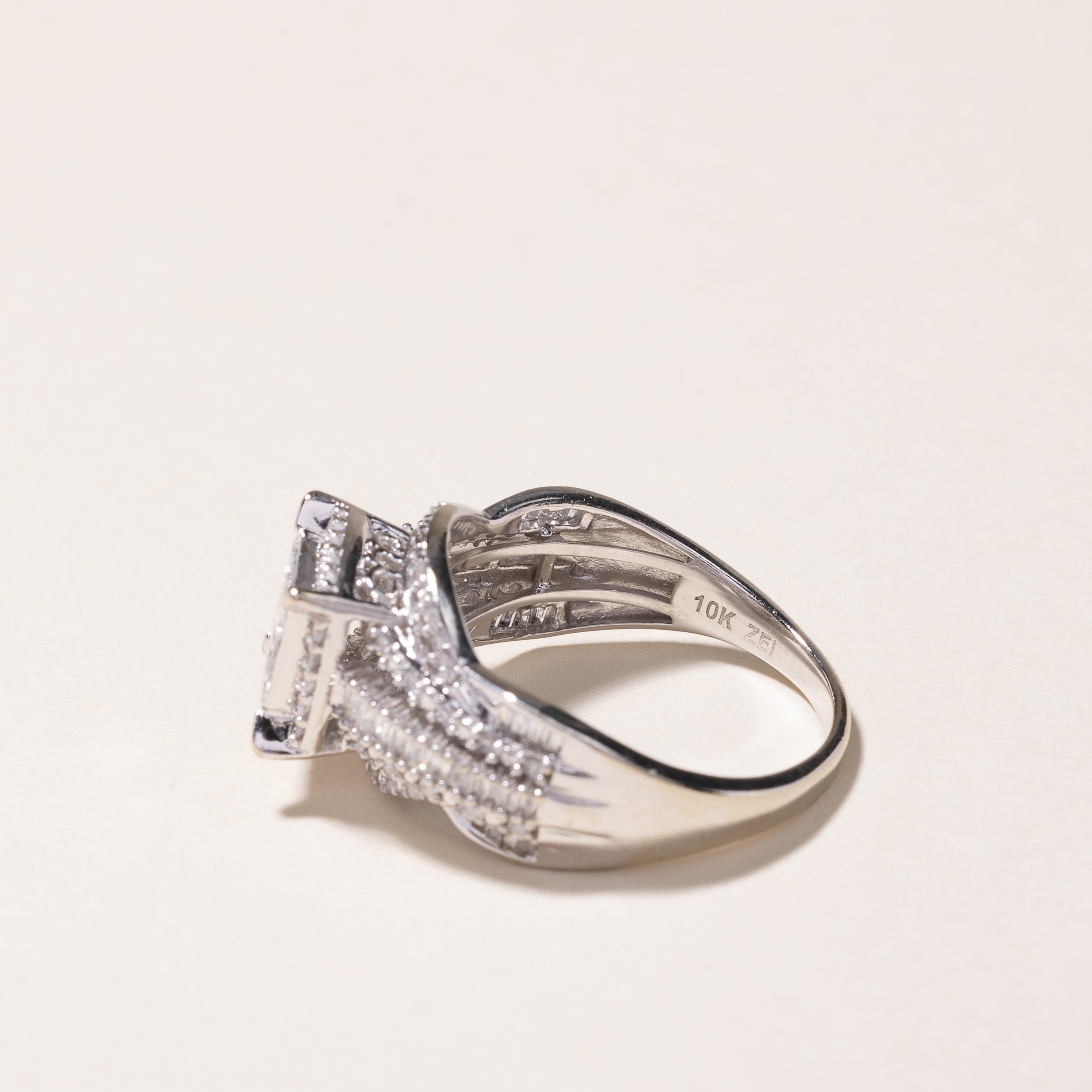 10k White Gold Cluster Diamond Ring | 1.02ctw | SZ 8.75
