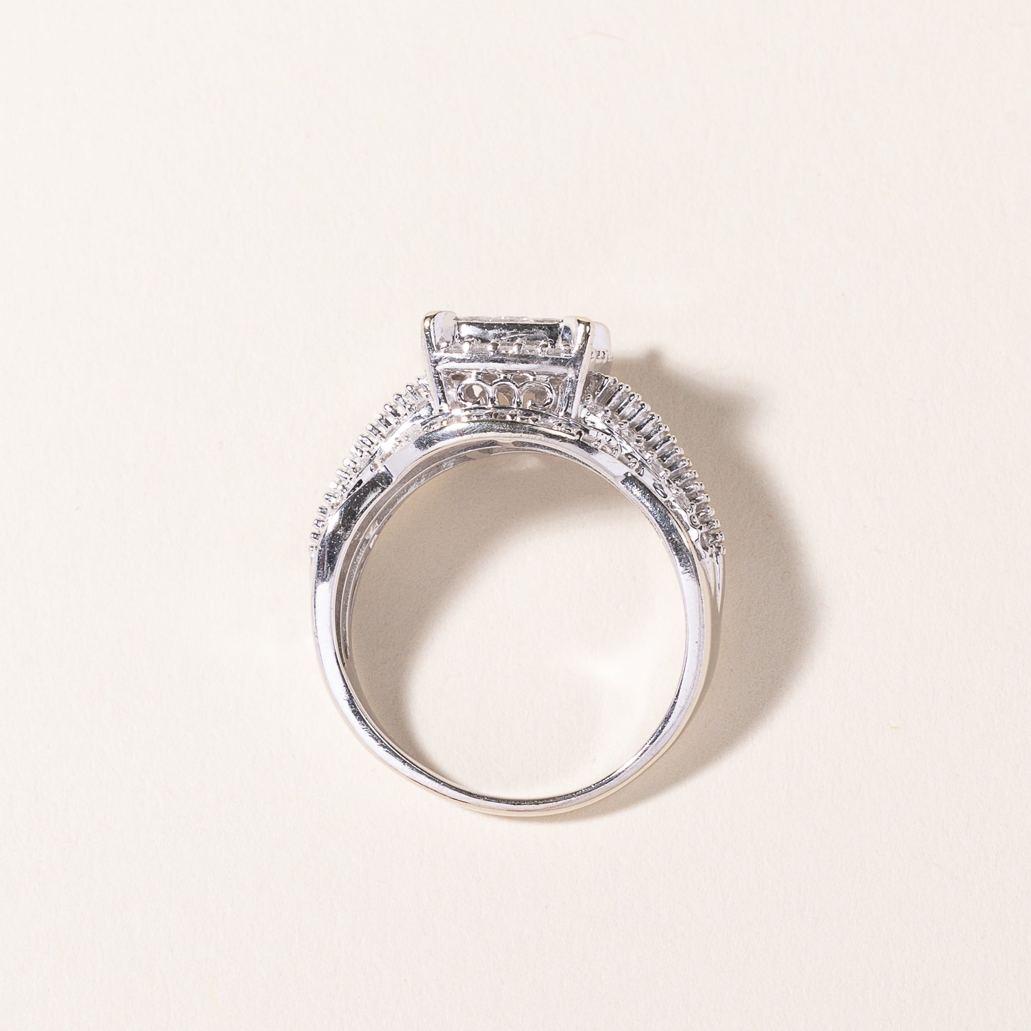 10k White Gold Cluster Diamond Ring | 1.02ctw | SZ 8.75