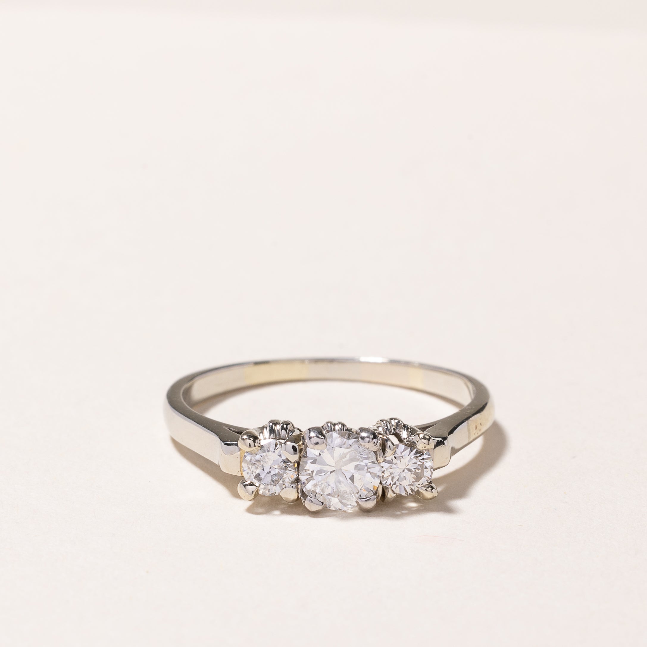 18k White Gold Three Stone Diamond Ring | 0.75ctw | SZ 7.75