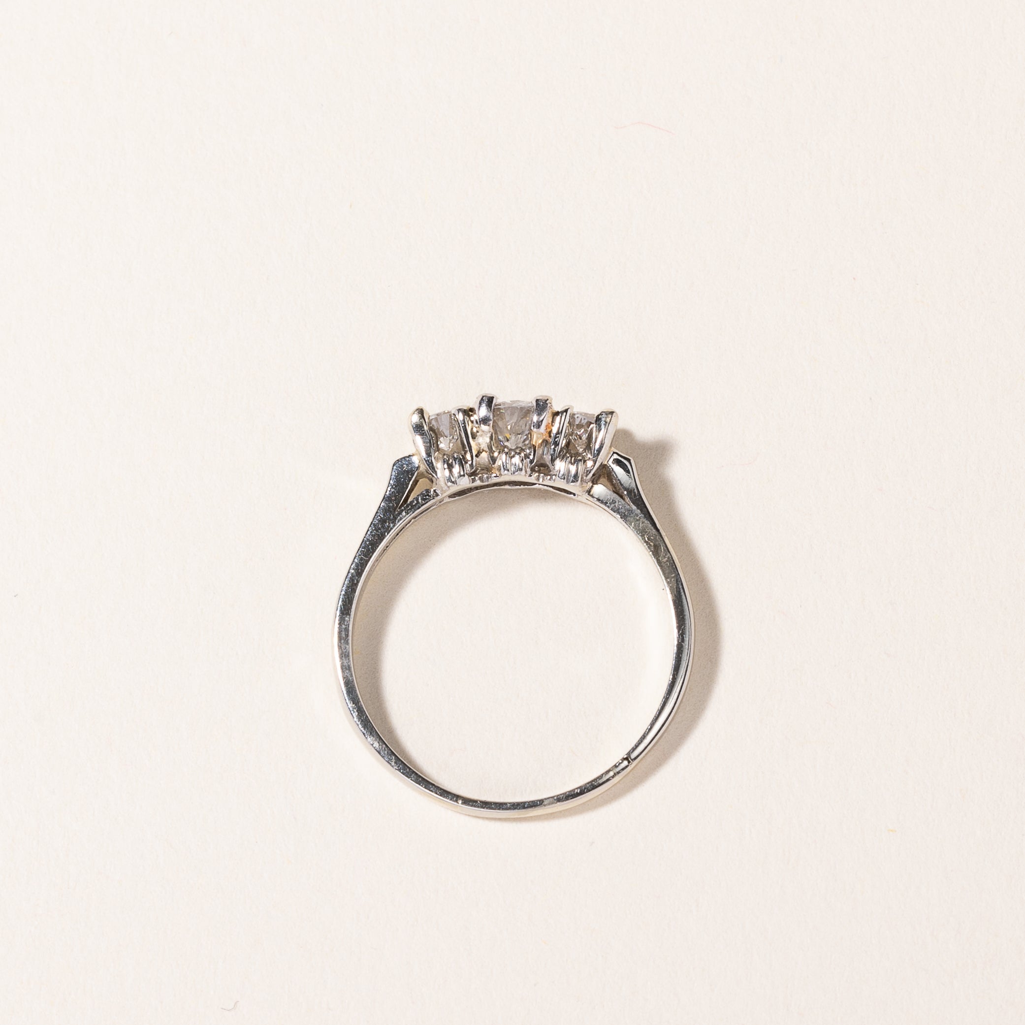 18k White Gold Three Stone Diamond Ring | 0.75ctw | SZ 7.75