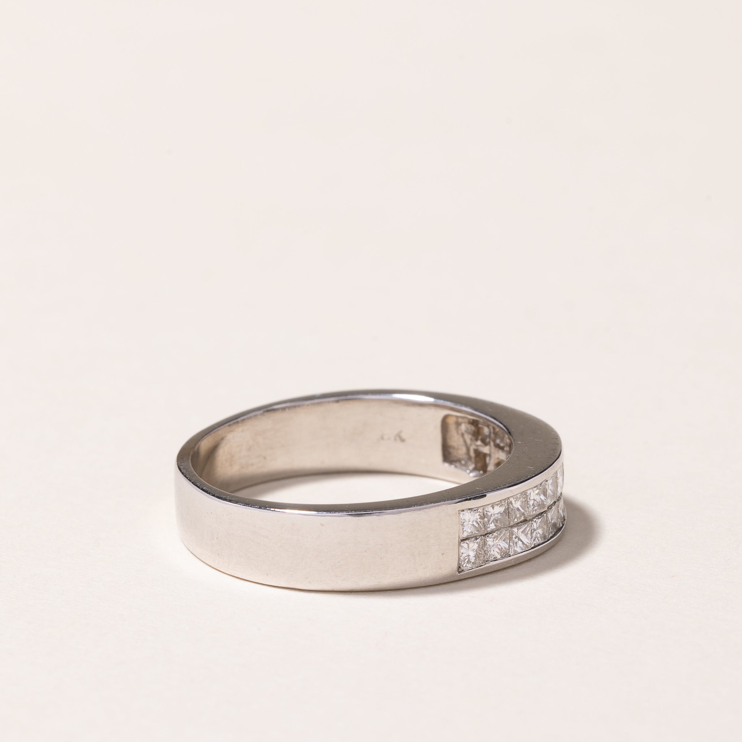 14k White Gold Double Rows Diamond Band | 0.57ctw | SZ 7.5