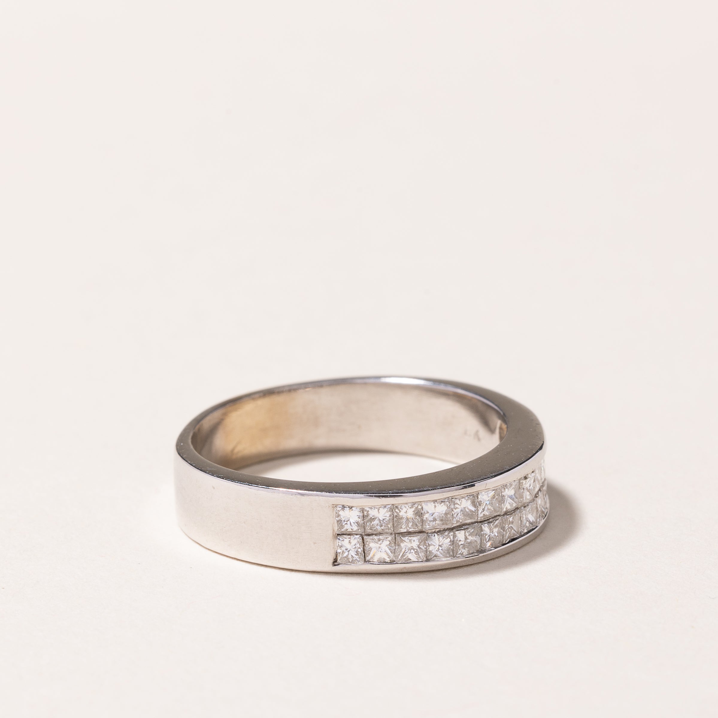 14k White Gold Double Rows Diamond Band | 0.57ctw | SZ 7.5