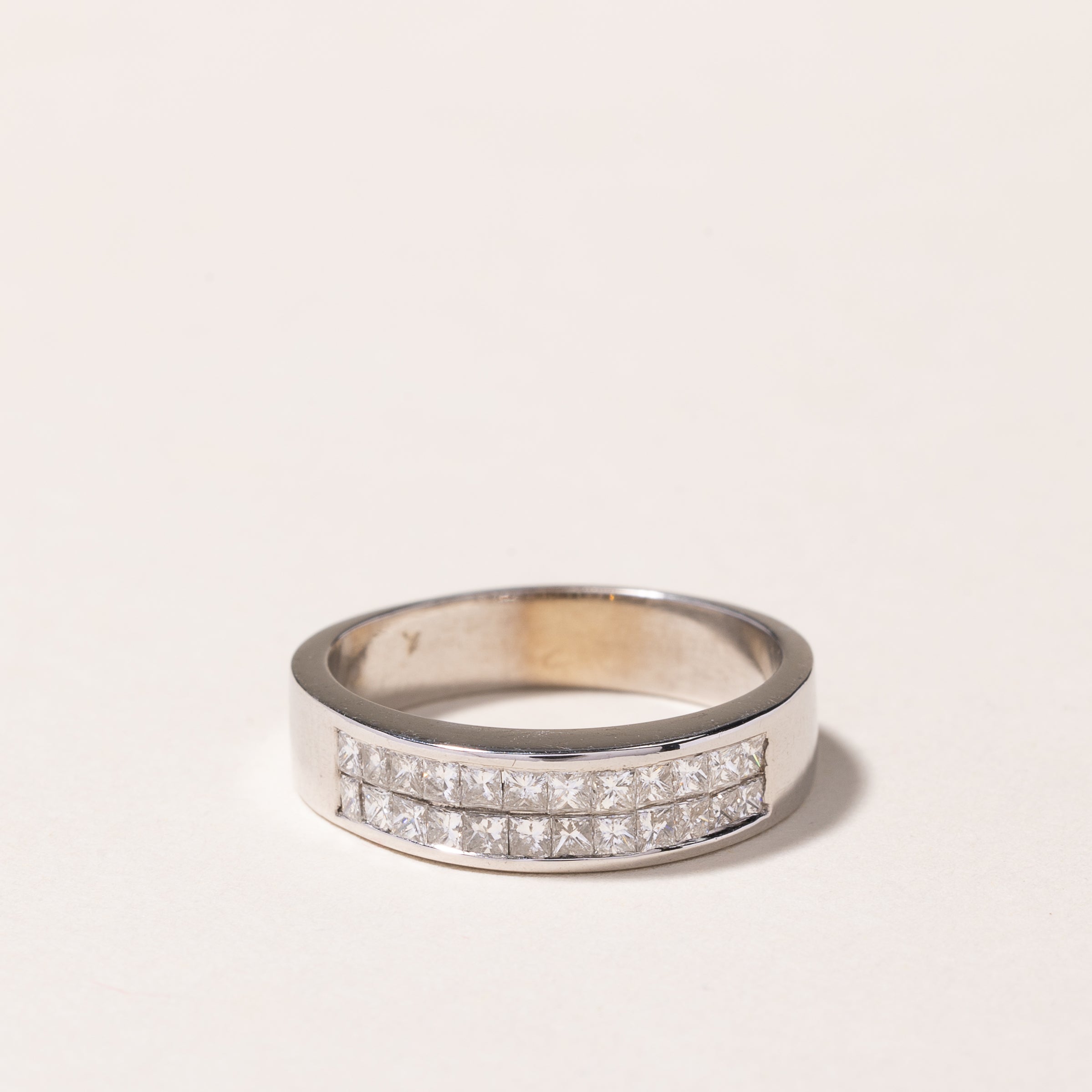 14k White Gold Double Rows Diamond Band | 0.57ctw | SZ 7.5