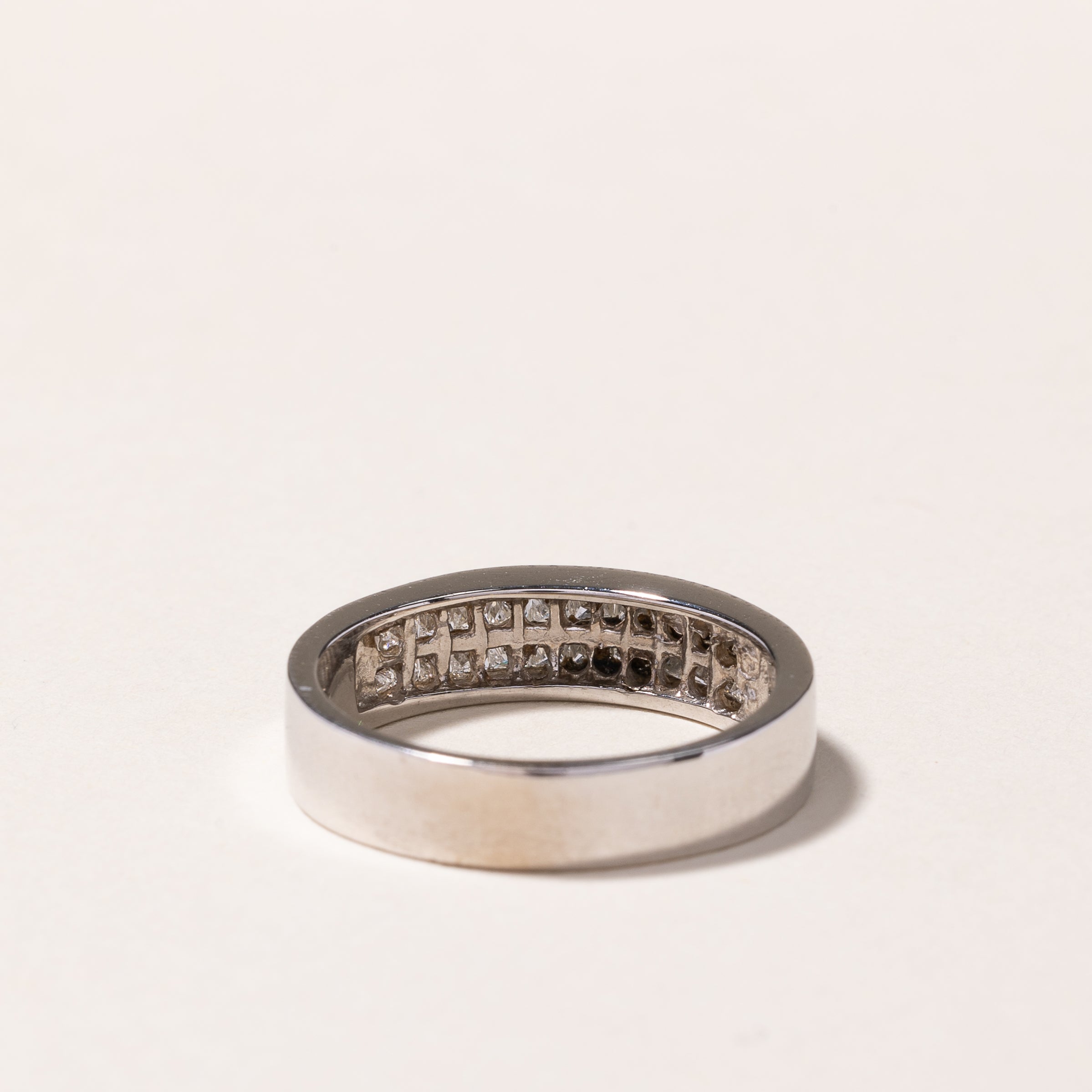 14k White Gold Double Rows Diamond Band | 0.57ctw | SZ 7.5