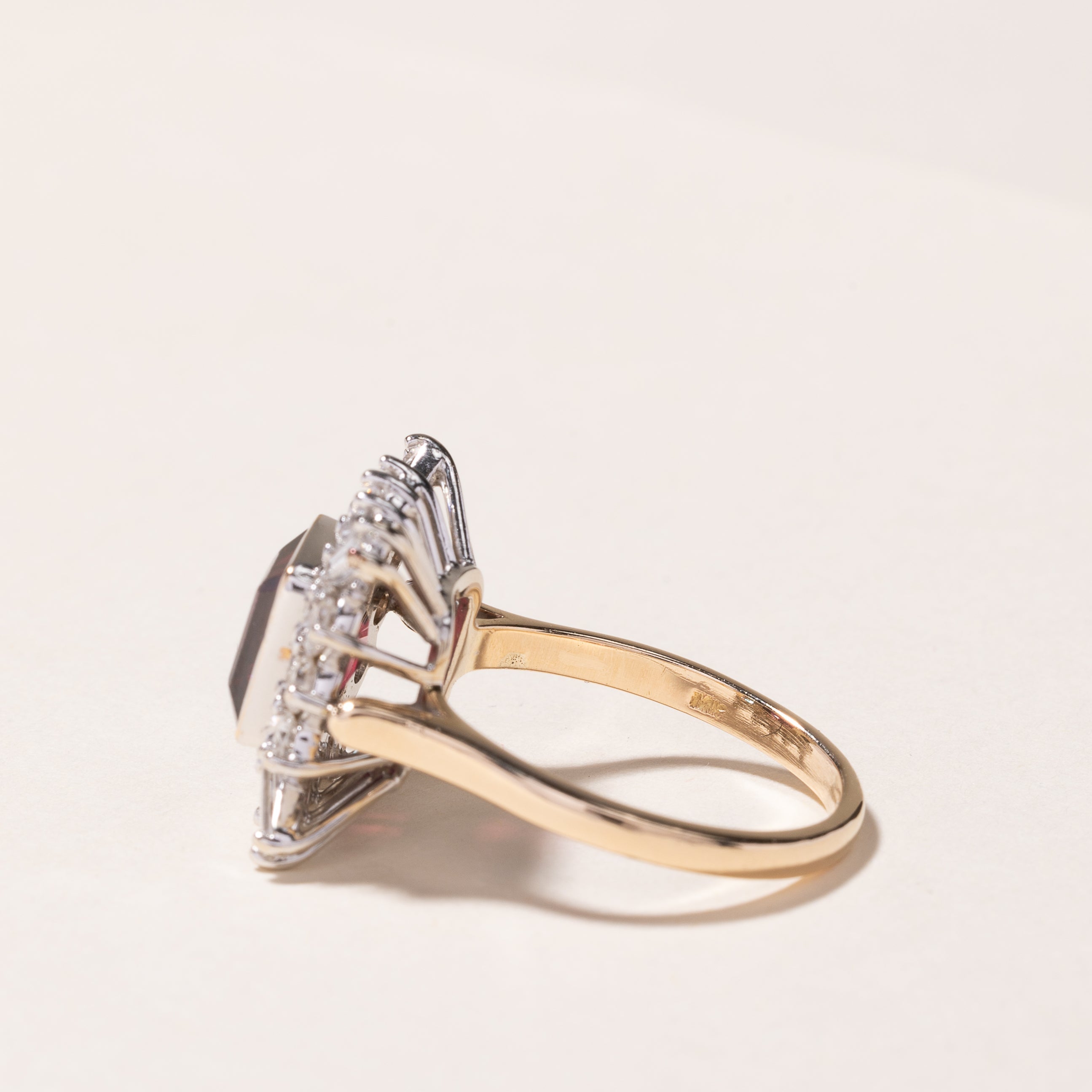 14k White Gold Garnet & Diamond Ring | 4.01ct, 0.99ctw | SZ 7.25