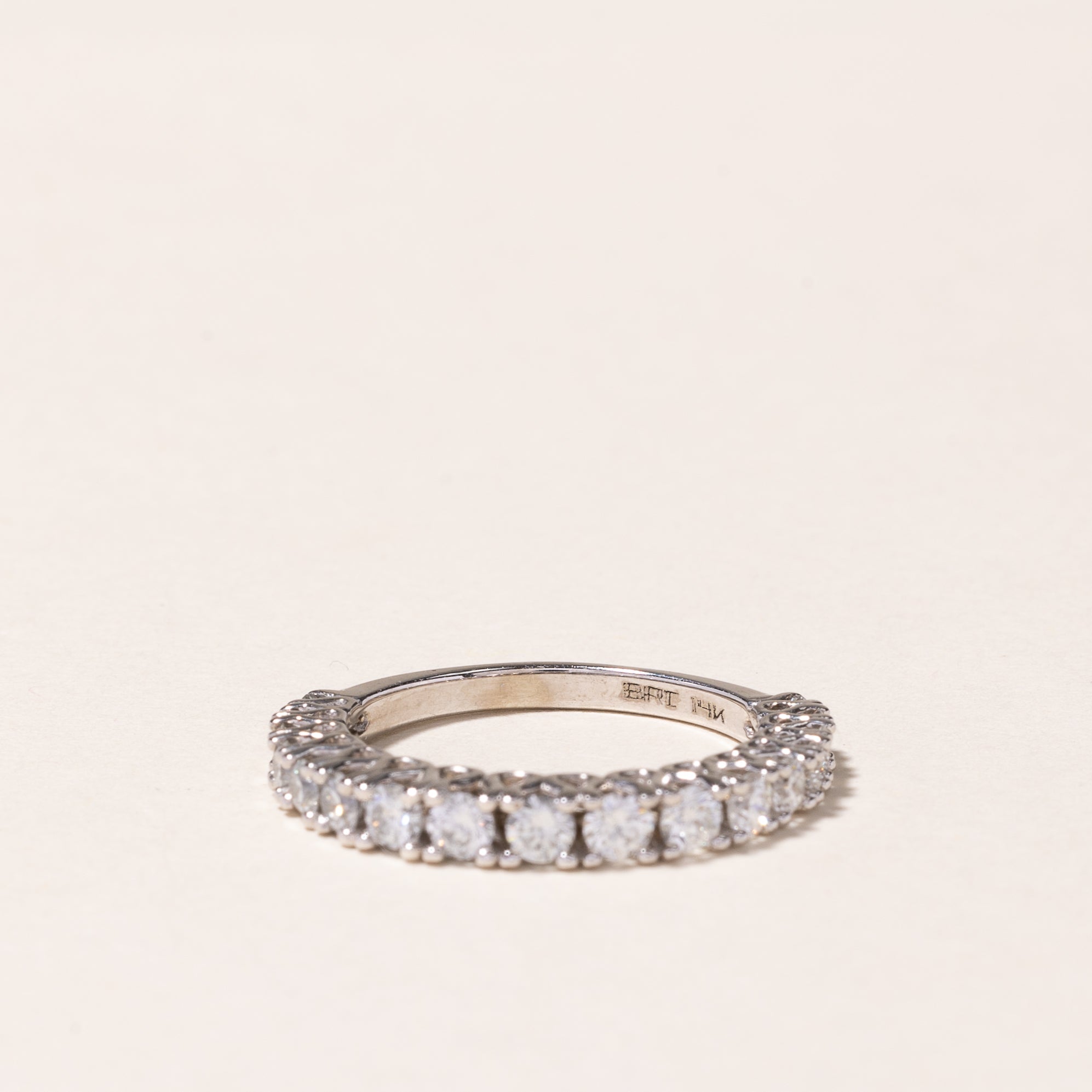 14k White Gold Semi Eternity Diamond Band | 0.80ctw | SZ 5