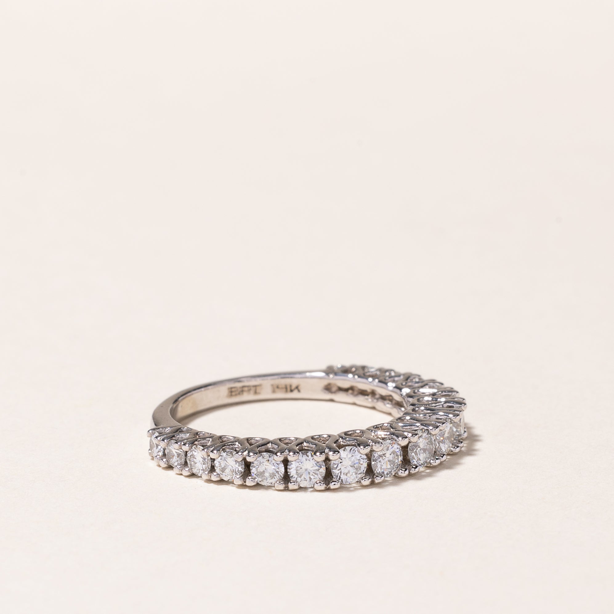14k White Gold Semi Eternity Diamond Band | 0.80ctw | SZ 5