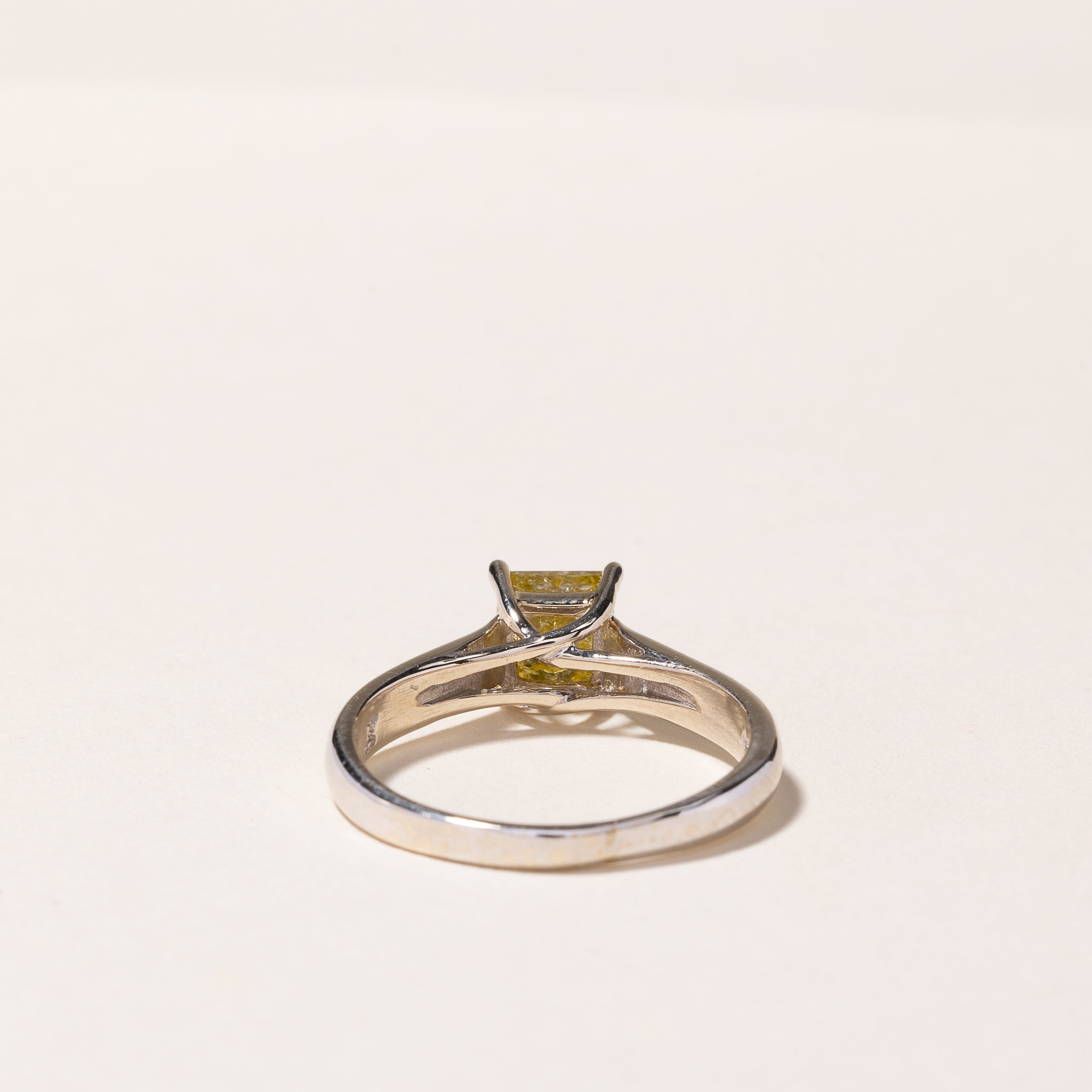 14k White Gold Fancy Yellow Diamond Ring | 1.19ct | SZ 8.25