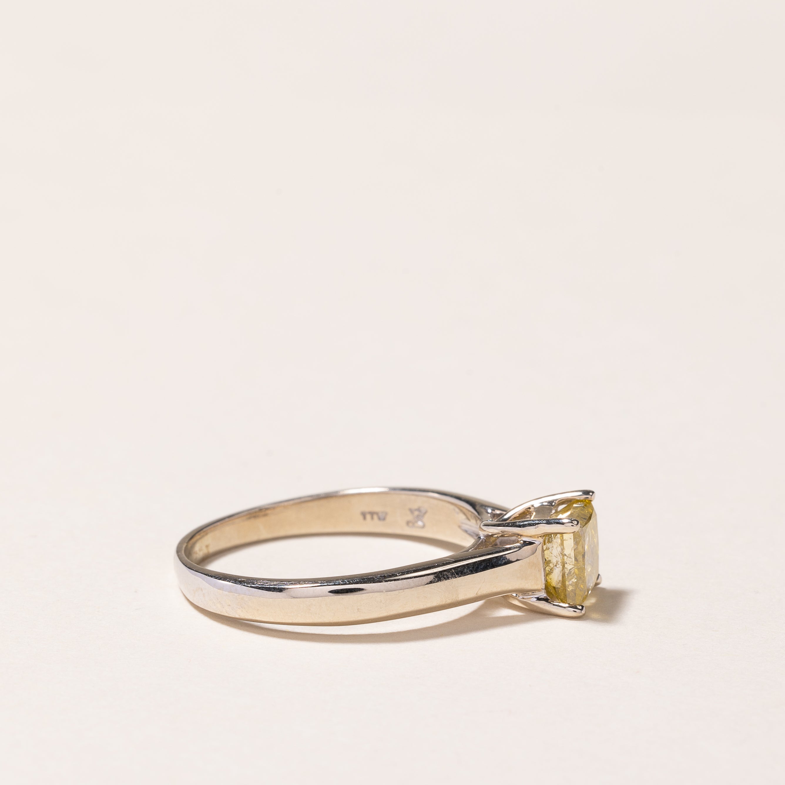 14k White Gold Fancy Yellow Diamond Ring | 1.19ct | SZ 8.25