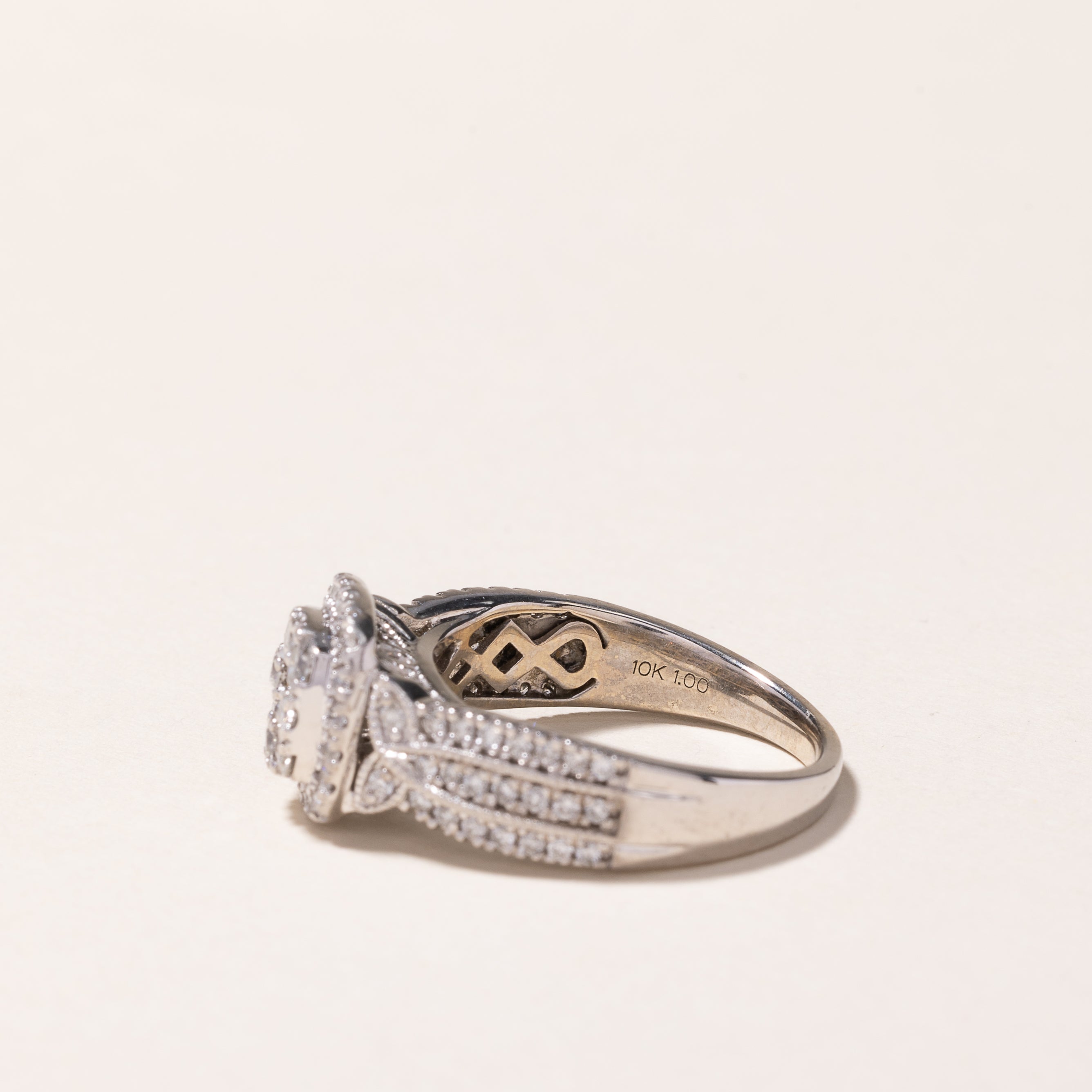 14k White Gold Cluster Diamond Engagement Ring | 0.99ctw | SZ 7