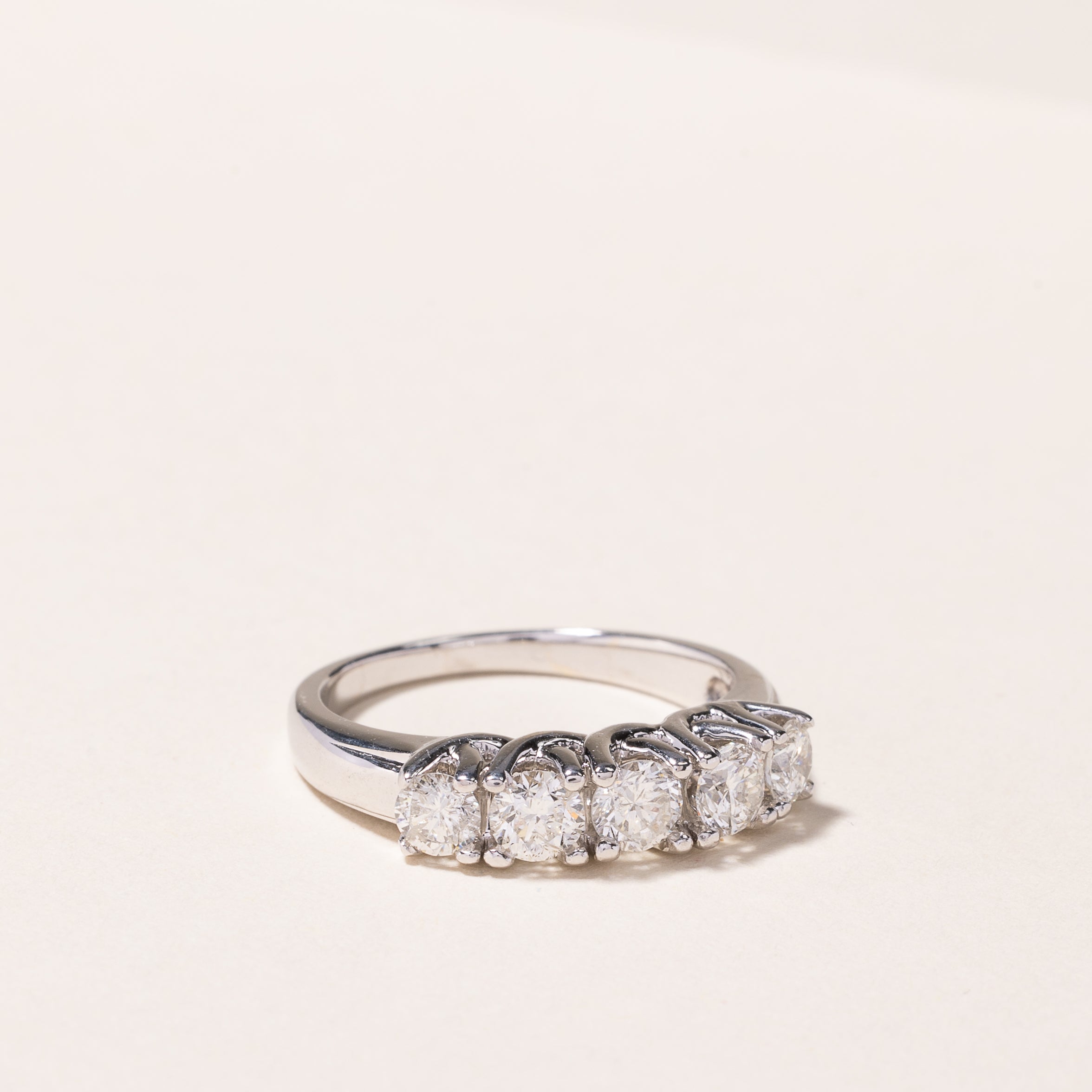14k White Gold Five Stone Diamond Ring | 1.02ctw | SZ 6