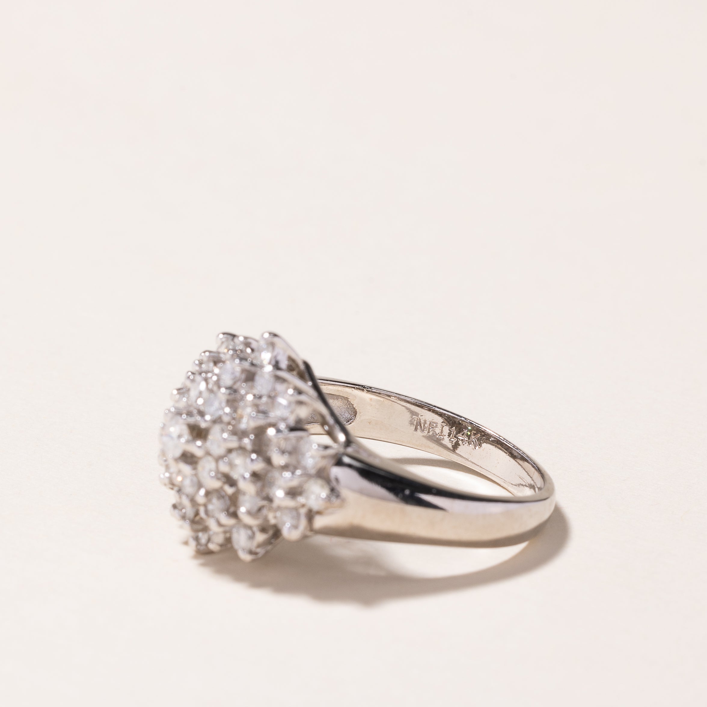 14k White Gold Cluster Diamond Ring | 0.58ctw | SZ 7