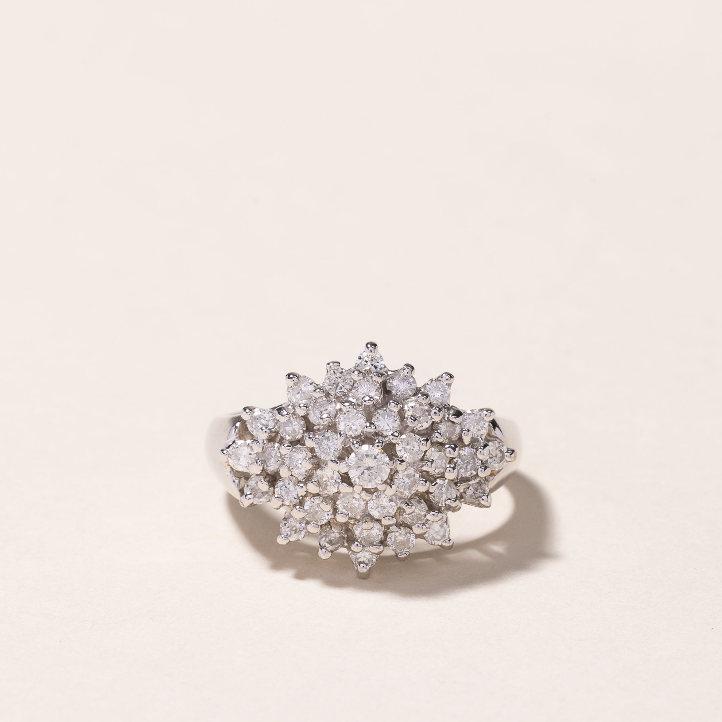 14k White Gold Cluster Diamond Ring | 0.58ctw | SZ 7