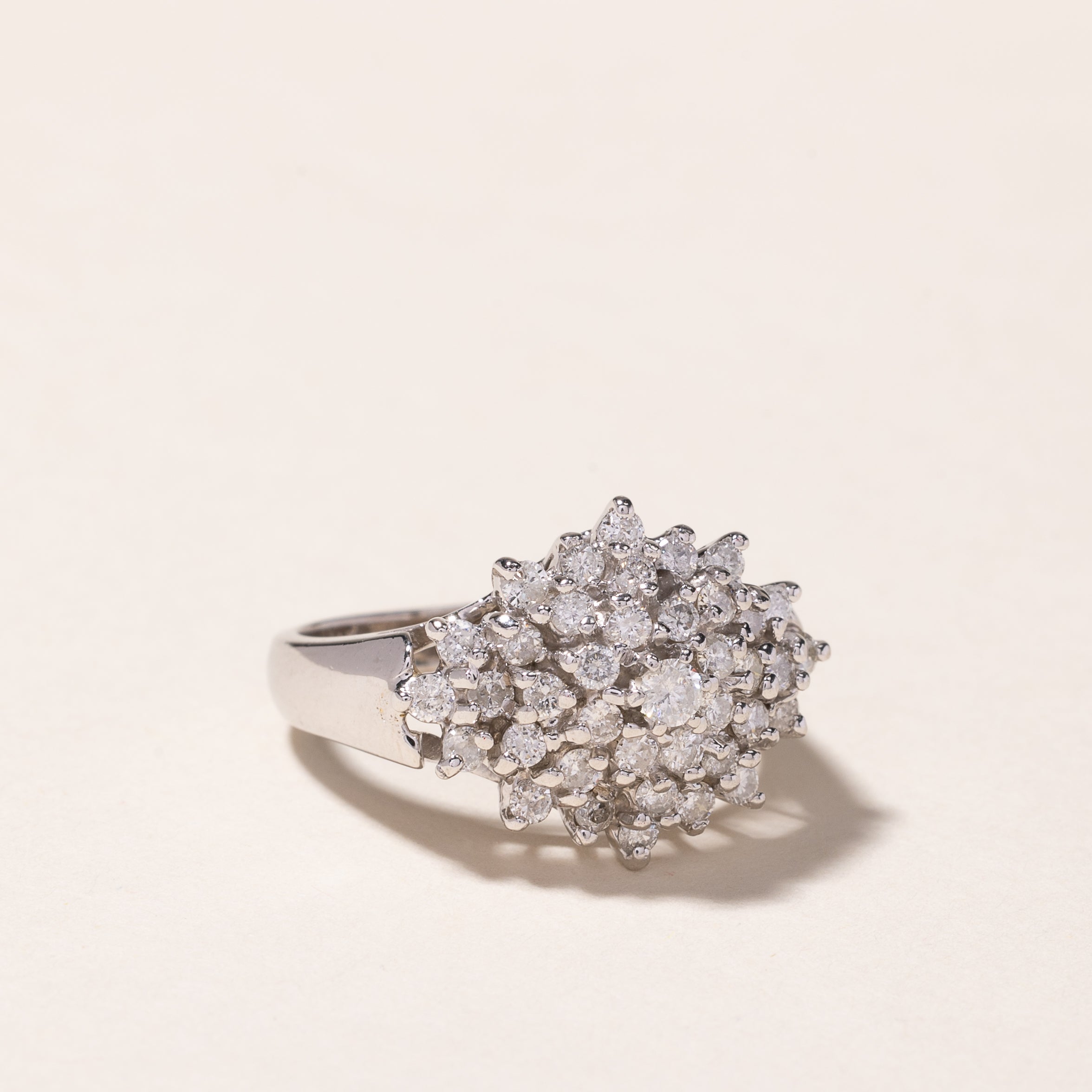 14k White Gold Cluster Diamond Ring | 0.58ctw | SZ 7