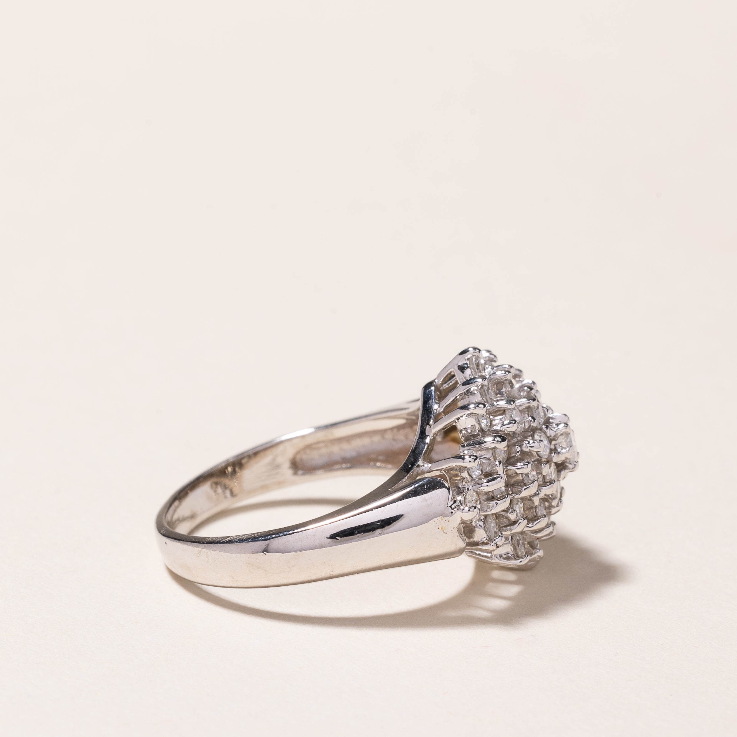 14k White Gold Cluster Diamond Ring | 0.58ctw | SZ 7