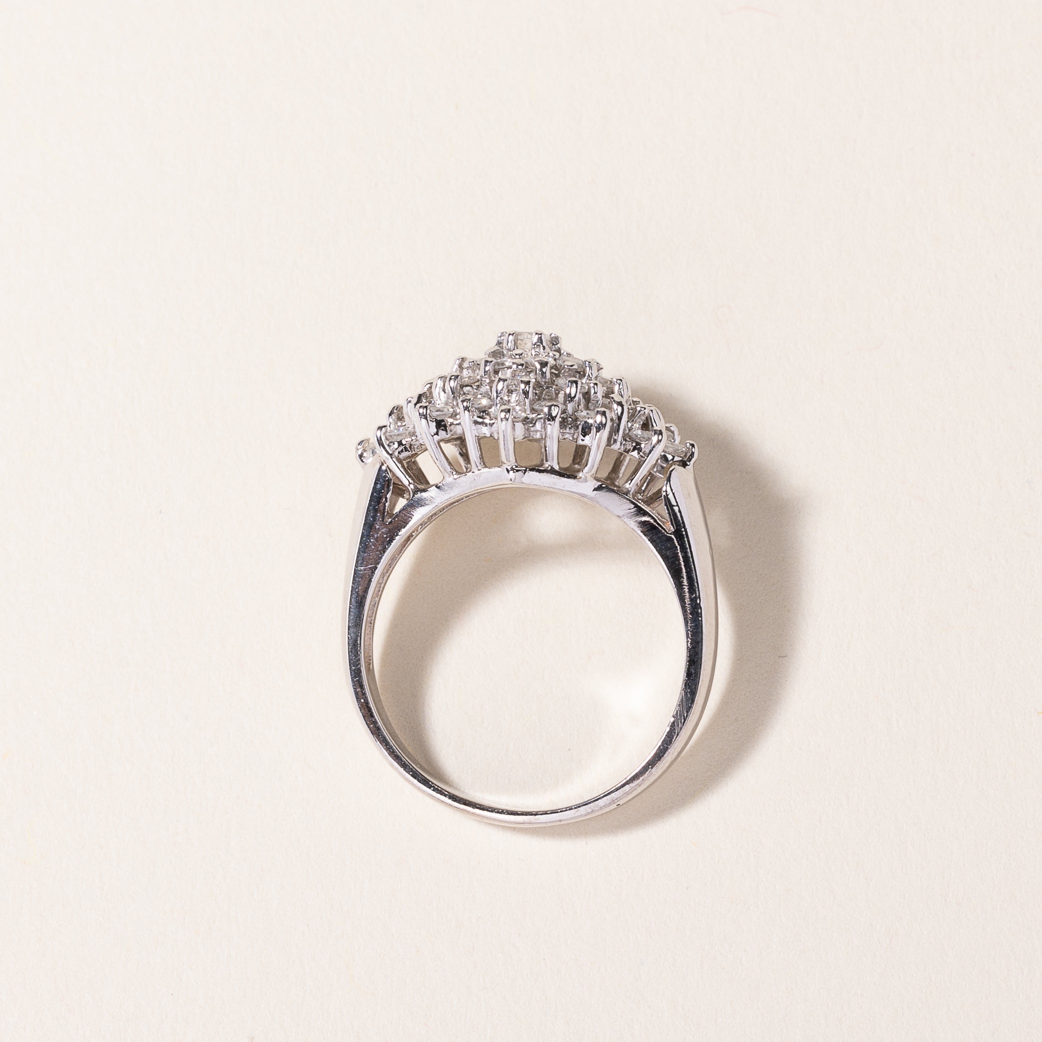 14k White Gold Cluster Diamond Ring | 0.58ctw | SZ 7