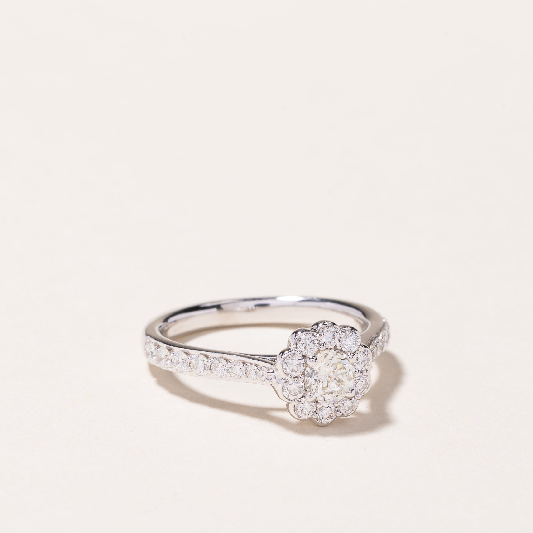 14k White Gold Cluster Diamond Ring | 0.75ctw | SZ 5