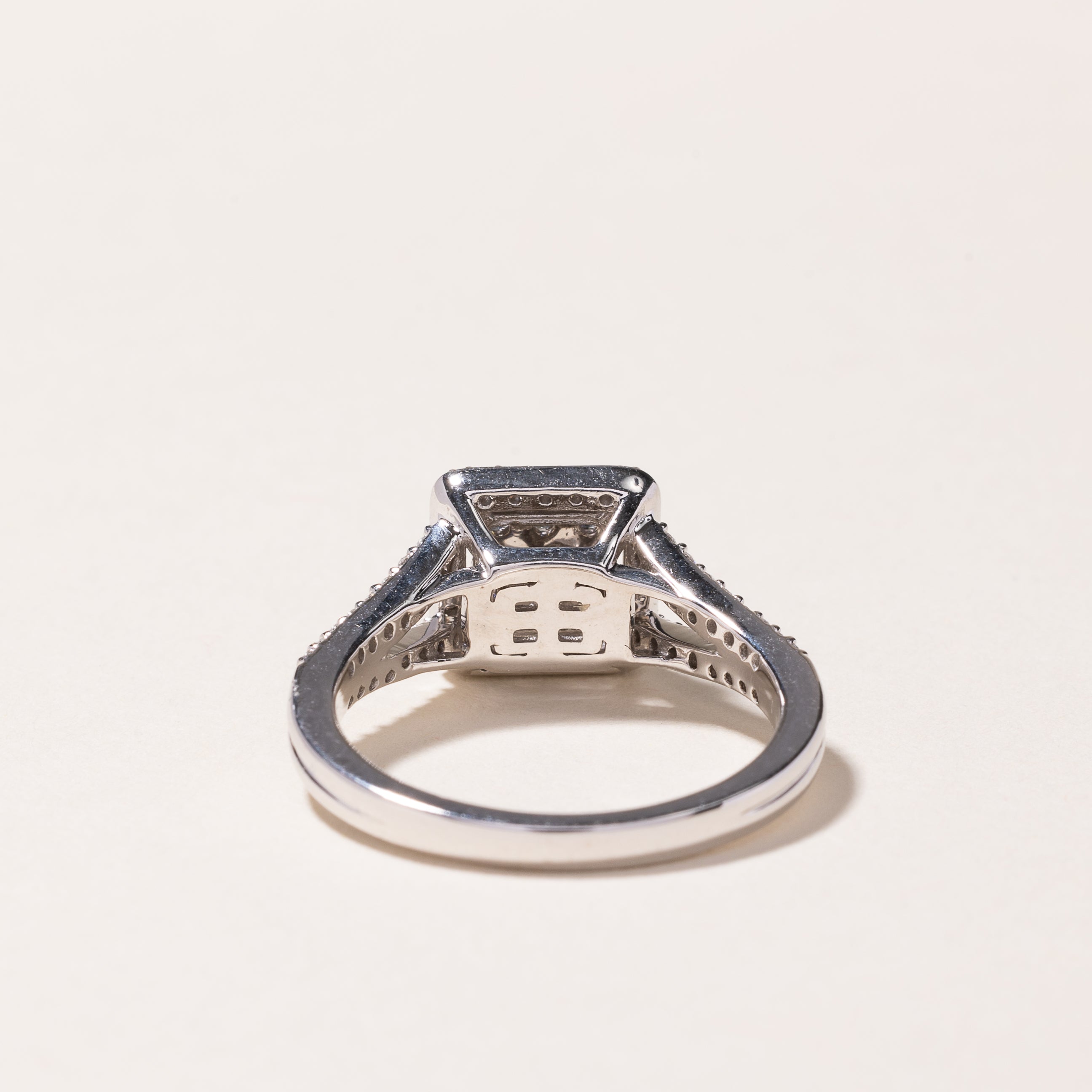 14k White Gold Cluster Diamond Engagement Ring | 0.63ctw | SZ 7