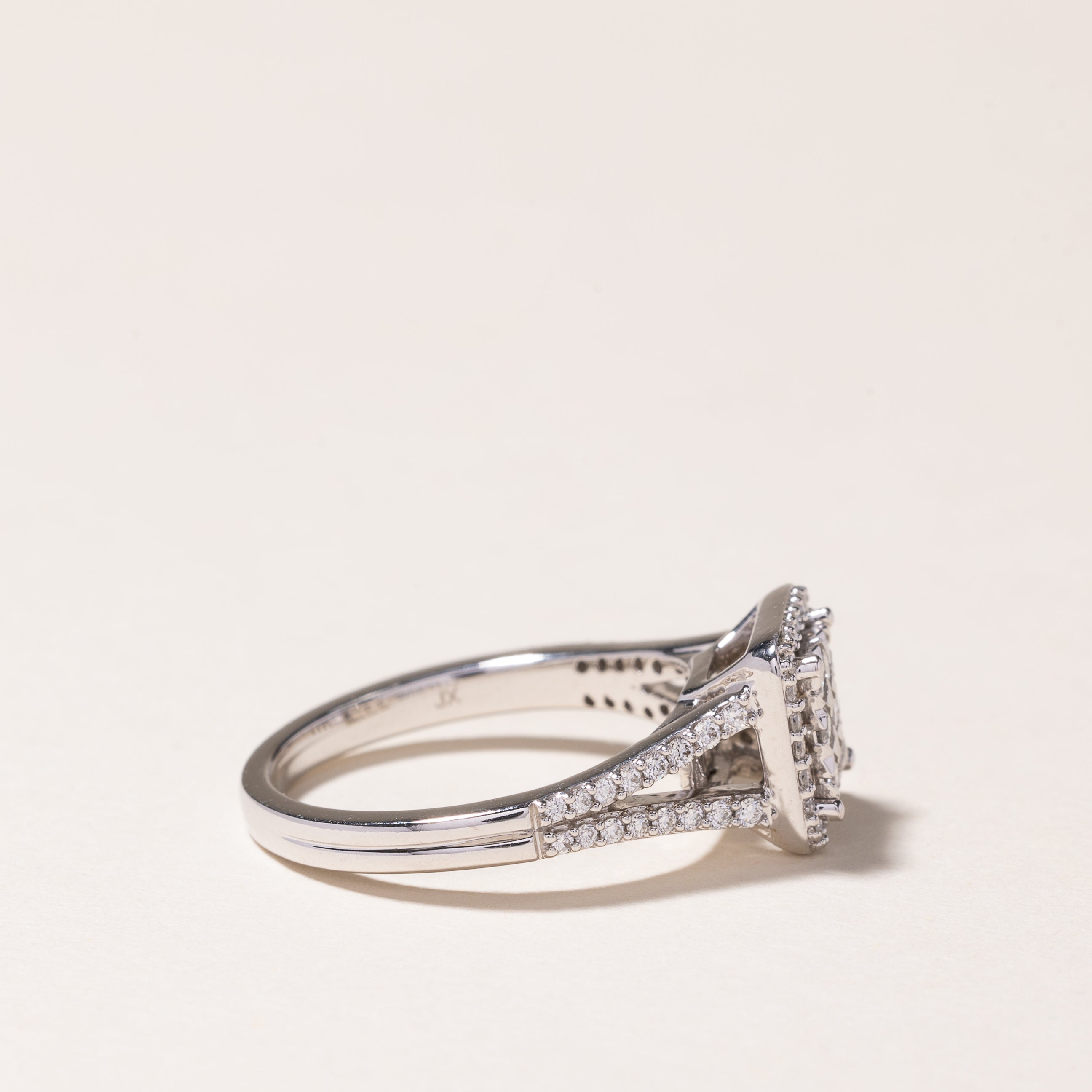 14k White Gold Cluster Diamond Engagement Ring | 0.63ctw | SZ 7