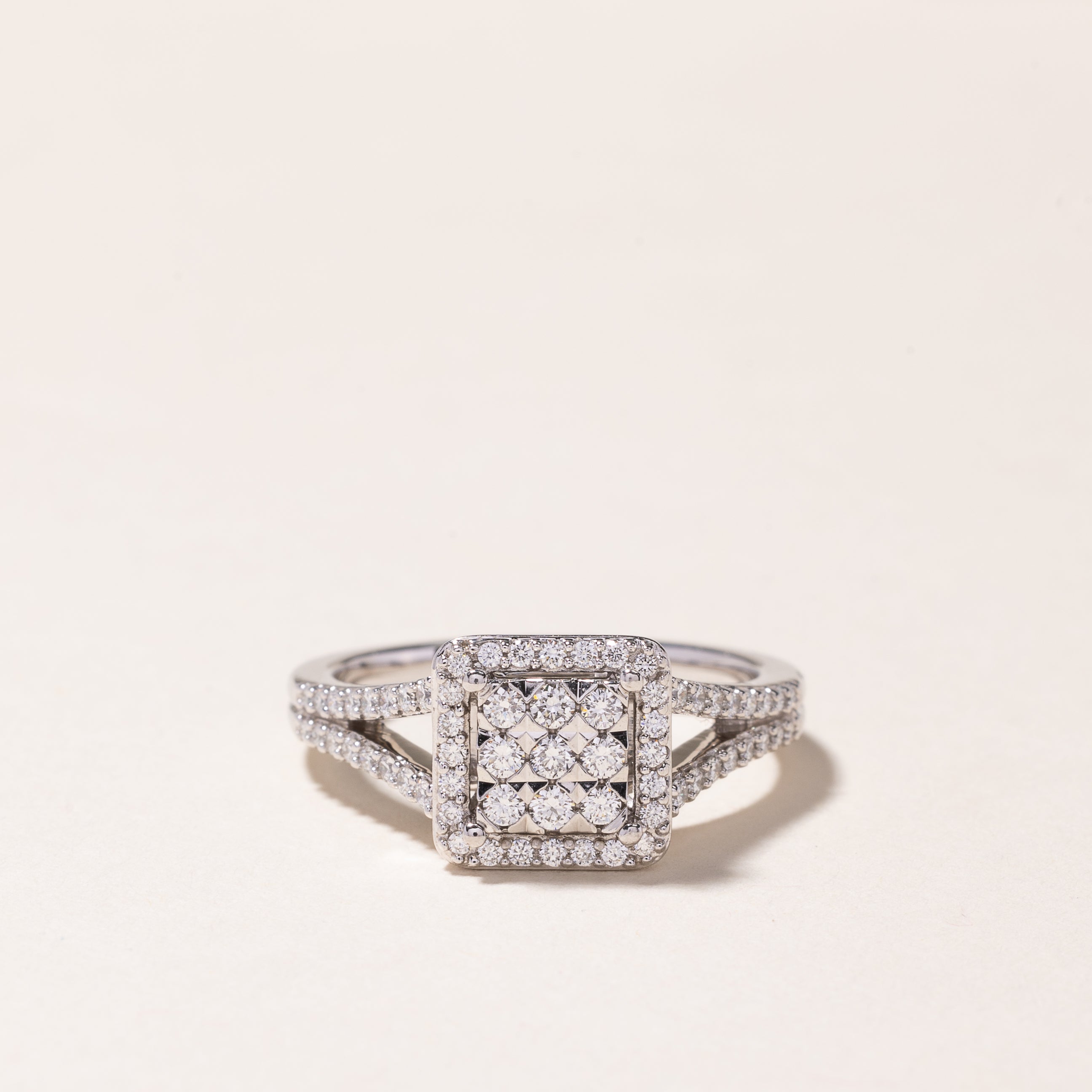 14k White Gold Cluster Diamond Engagement Ring | 0.63ctw | SZ 7
