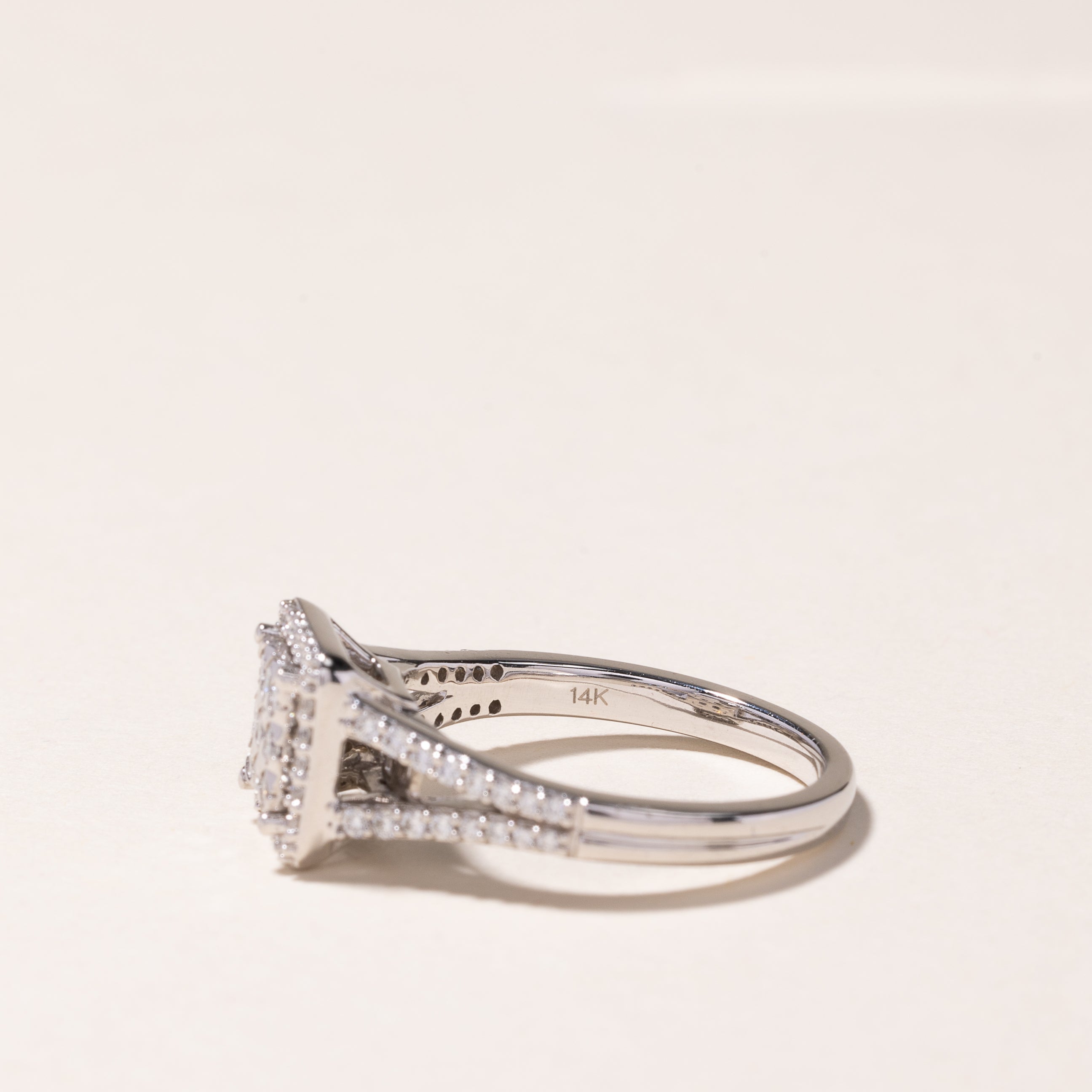 14k White Gold Cluster Diamond Engagement Ring | 0.63ctw | SZ 7
