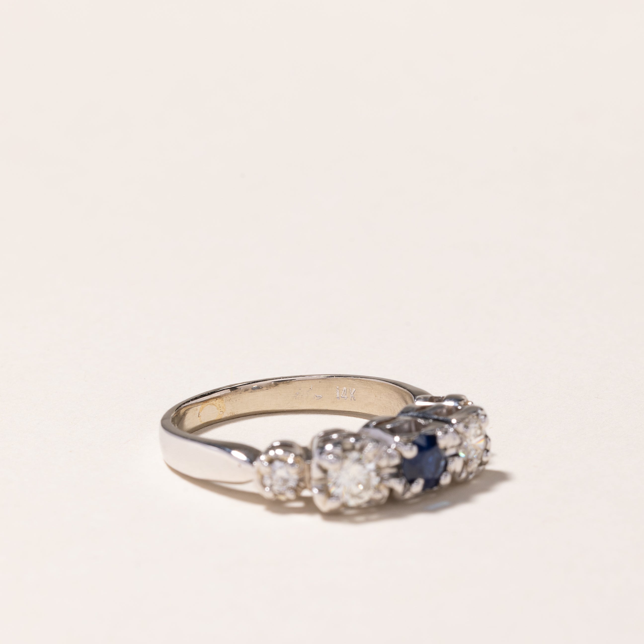 14k White Gold Sapphire & Diamond Ring | 0.27ct, 0.48ctw | SZ 6.5