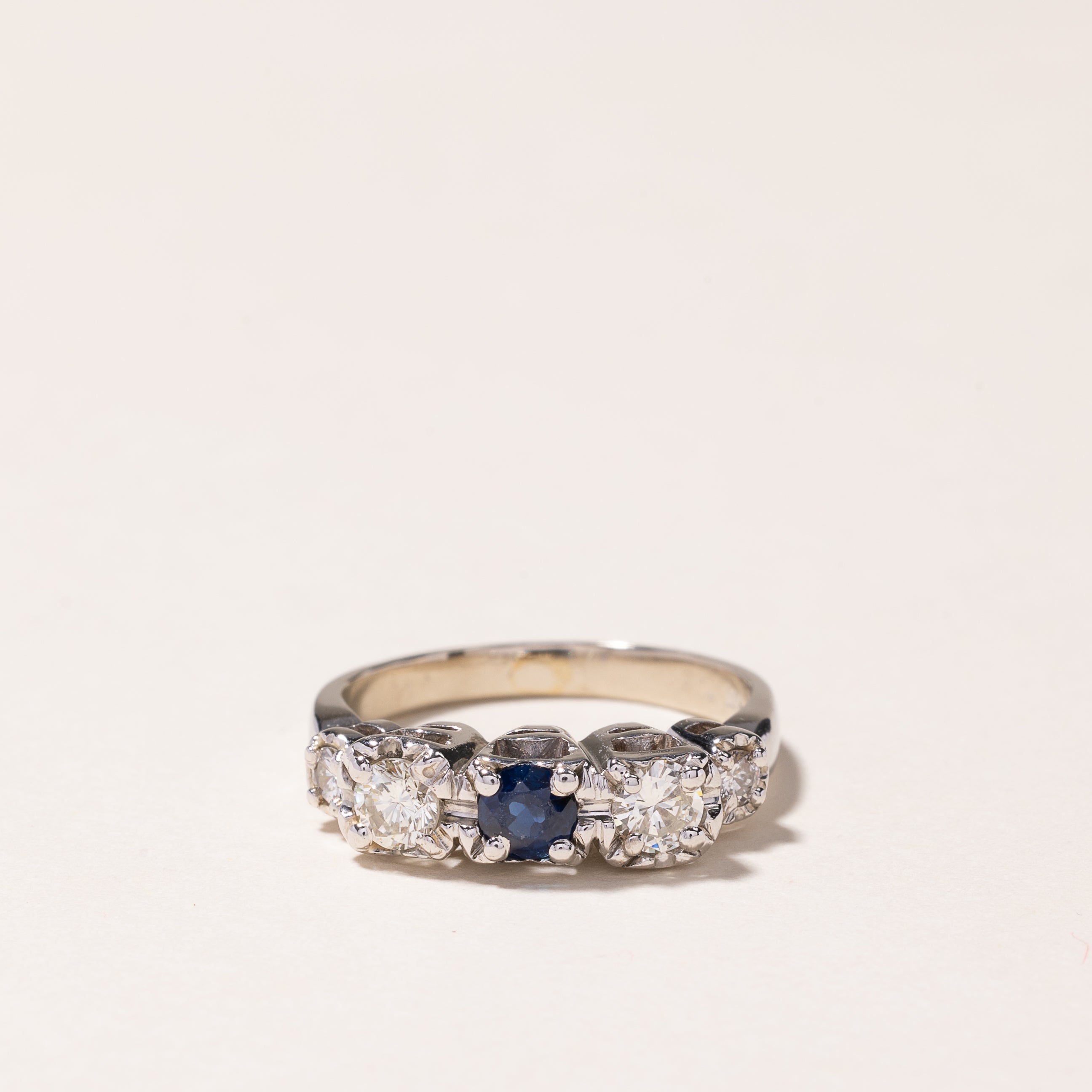 14k White Gold Sapphire & Diamond Ring | 0.27ct, 0.48ctw | SZ 6.5
