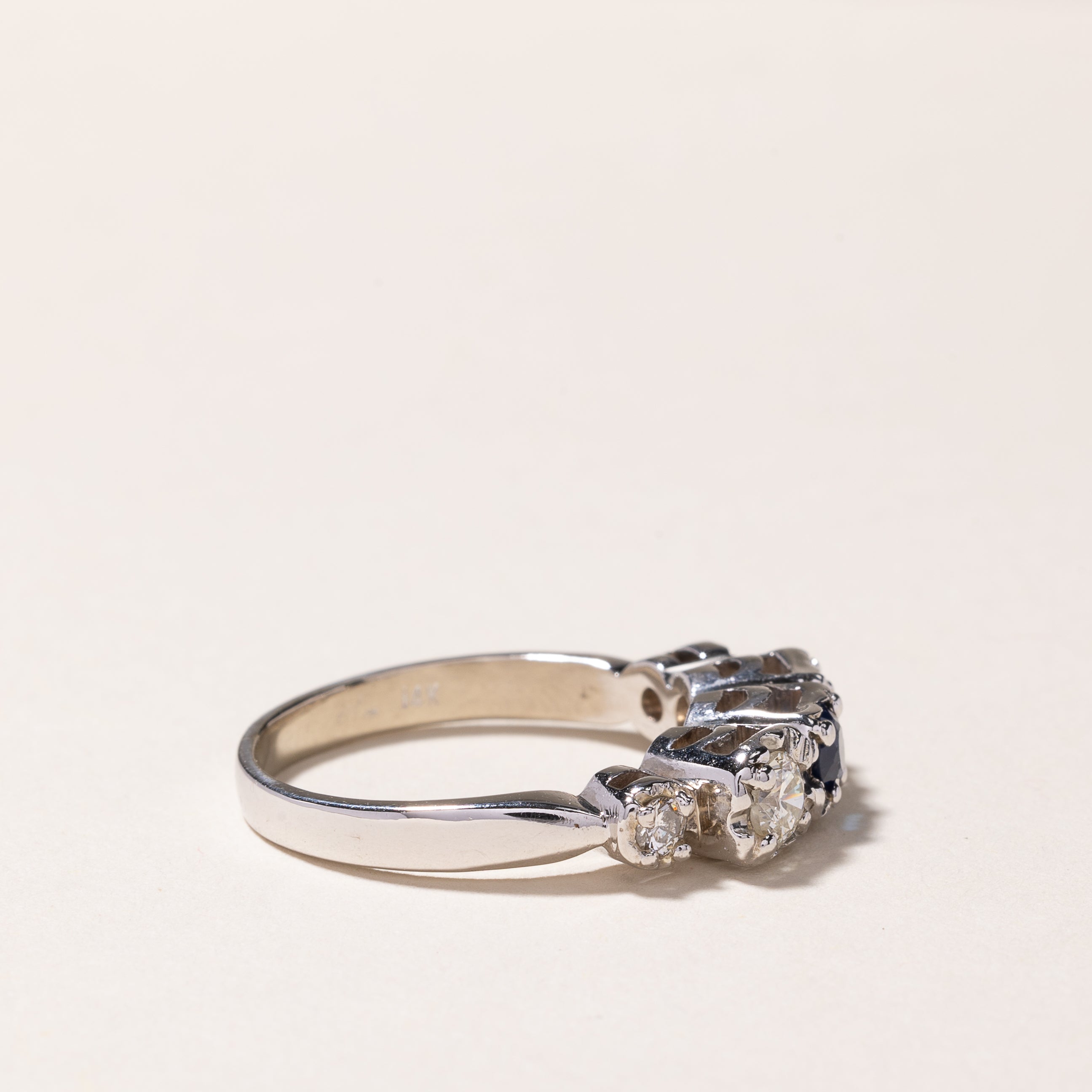 14k White Gold Sapphire & Diamond Ring | 0.27ct, 0.48ctw | SZ 6.5