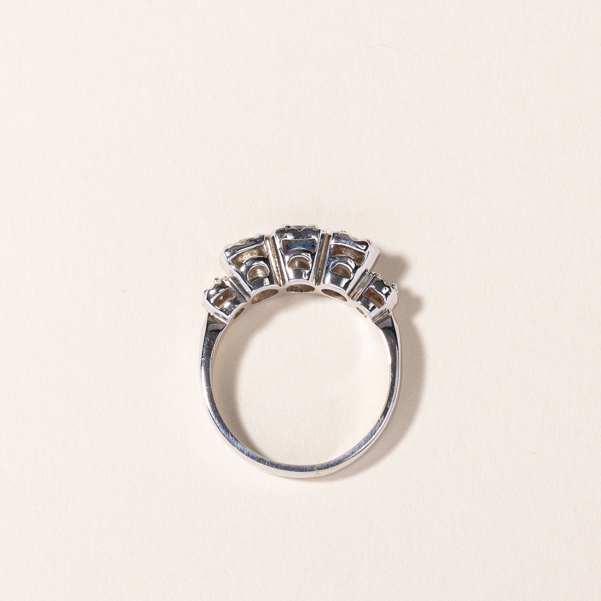 14k White Gold Sapphire & Diamond Ring | 0.27ct, 0.48ctw | SZ 6.5