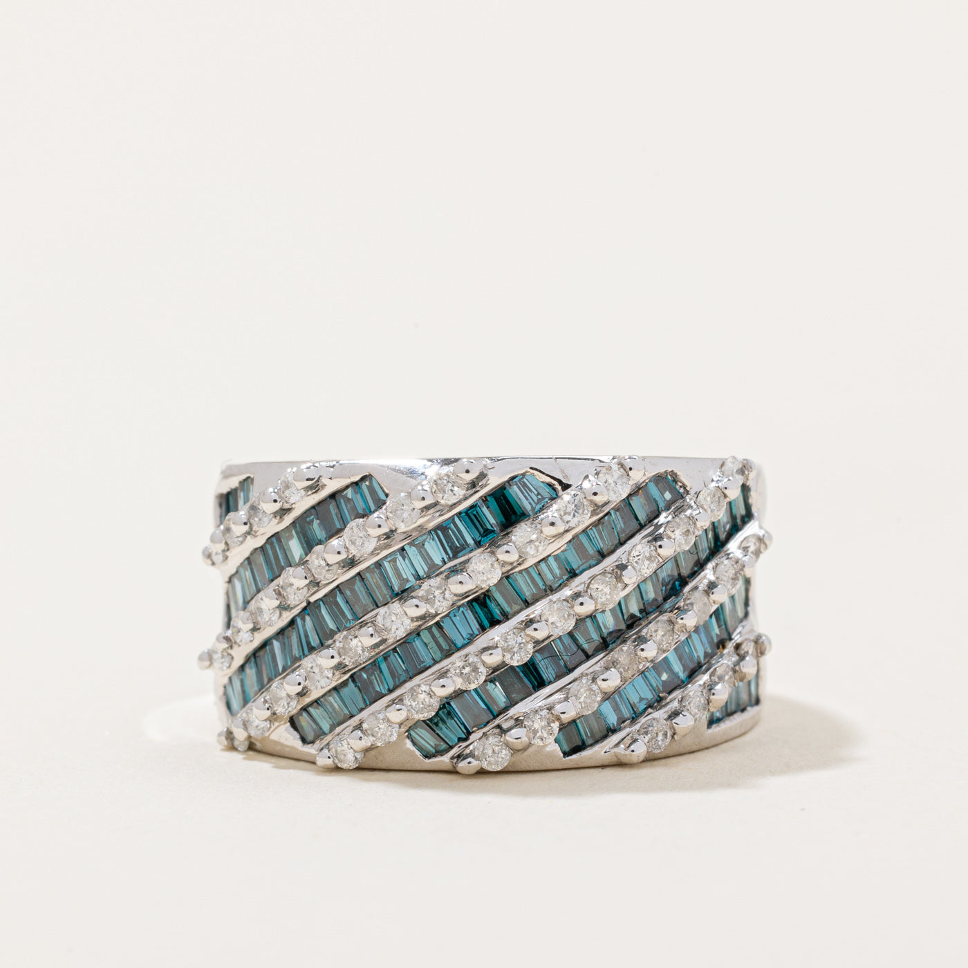 Fancy Gray Blue & White Diamond Ring | 0.88ctw, 0.24ctw | SZ 6 |