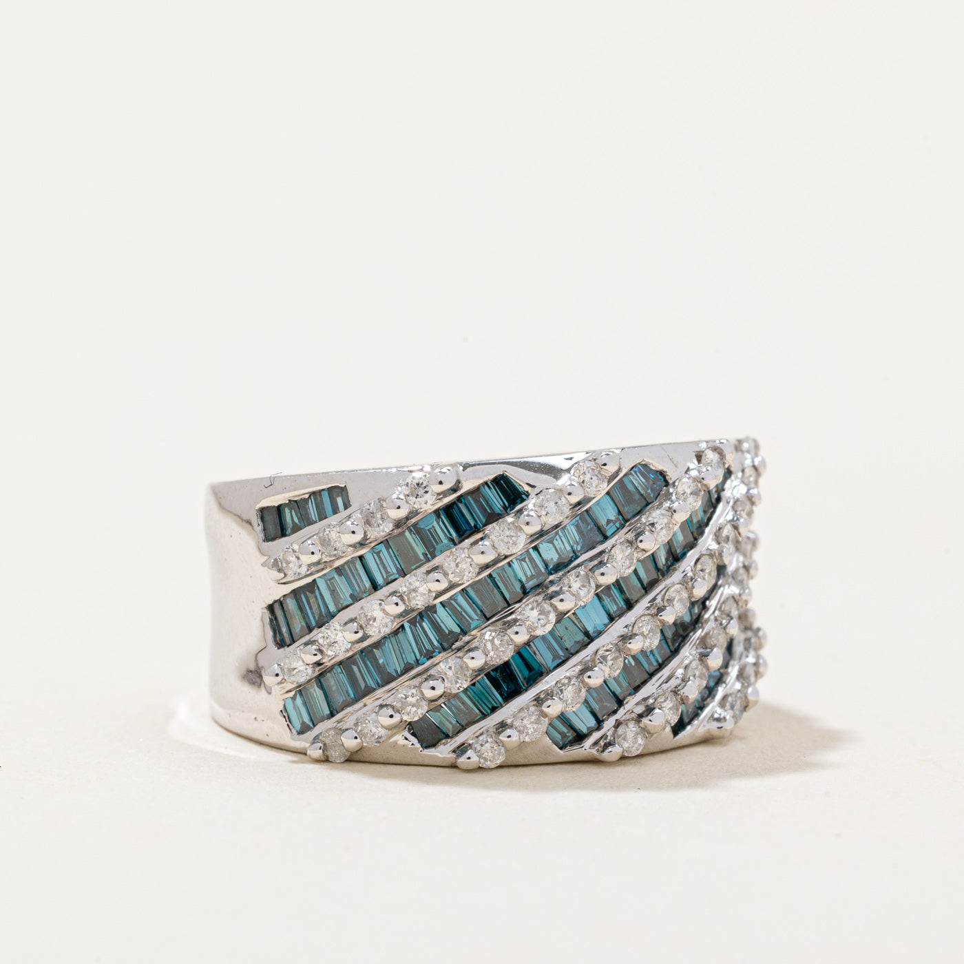 Fancy Gray Blue & White Diamond Ring | 0.88ctw, 0.24ctw | SZ 6 |
