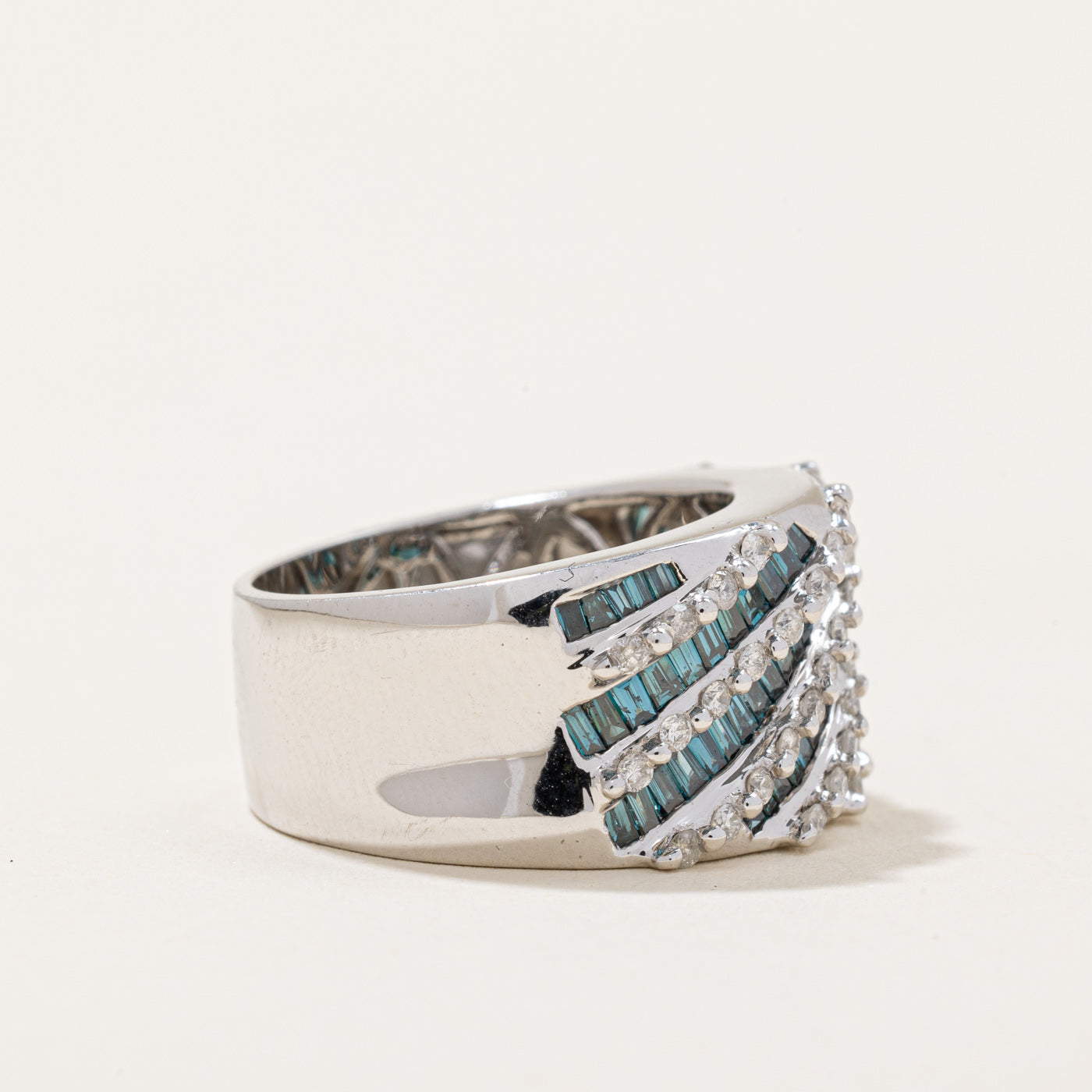 Fancy Gray Blue & White Diamond Ring | 0.88ctw, 0.24ctw | SZ 6 |