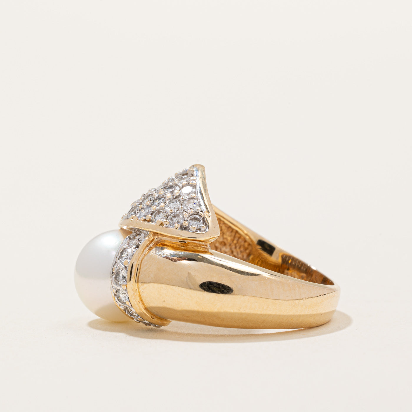 Pearl & Diamond Bypass Ring | 1.00ctw | SZ 5.75 |