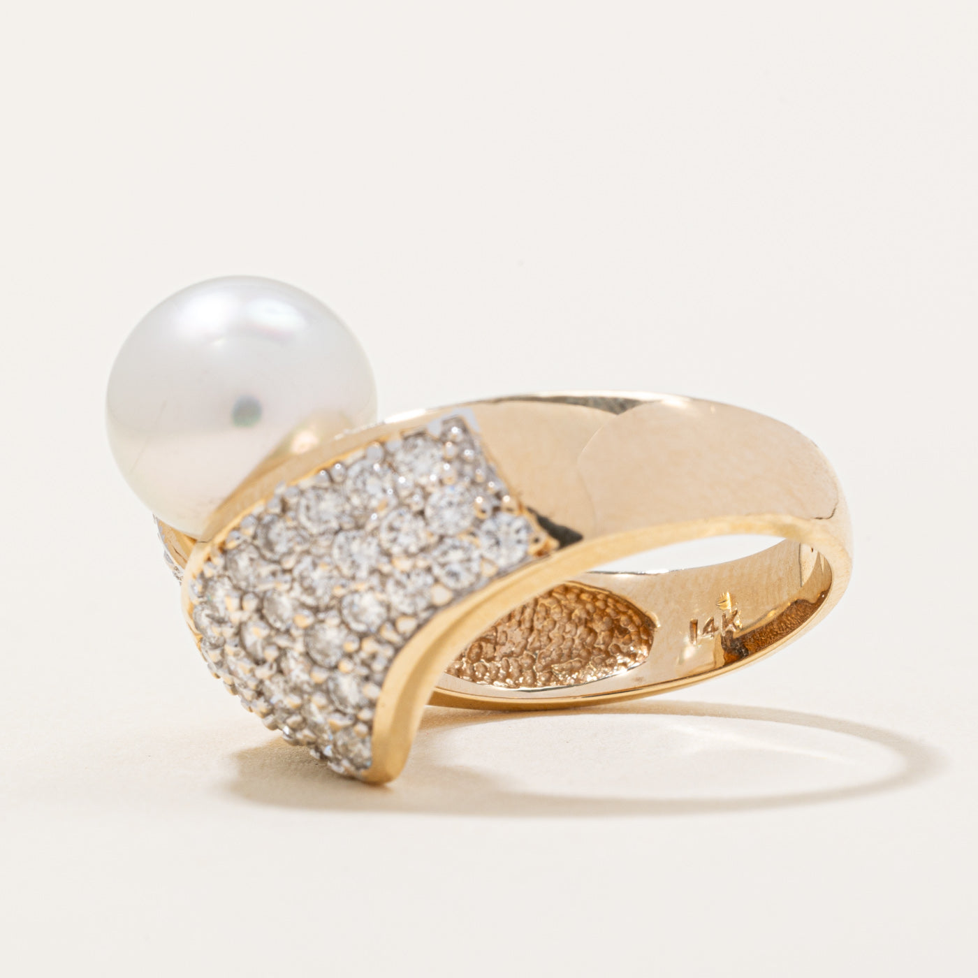 Pearl & Diamond Bypass Ring | 1.00ctw | SZ 5.75 |