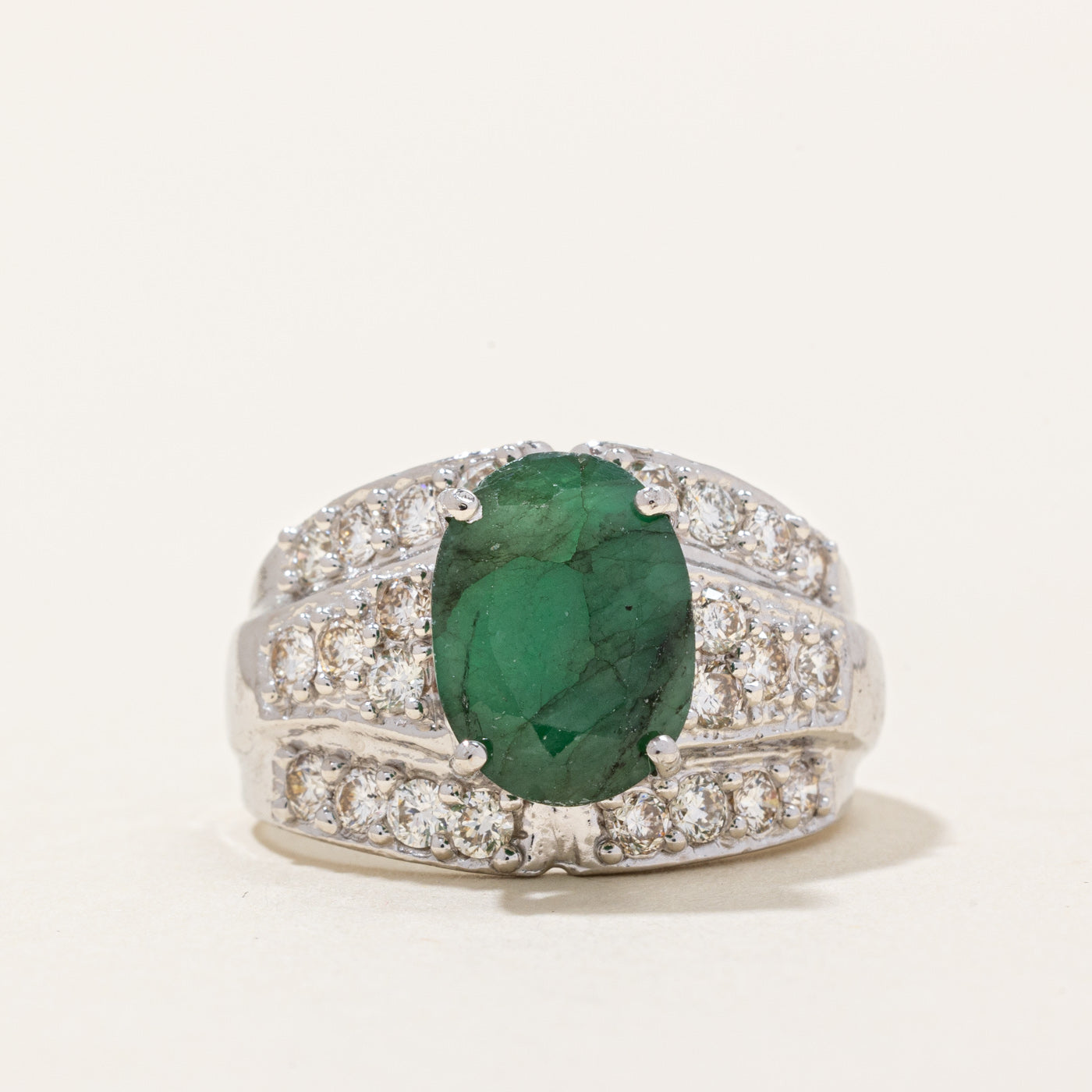 Emerald & Diamond Cocktail Ring | 2.15ct, 0.91ctw | SZ 7 |