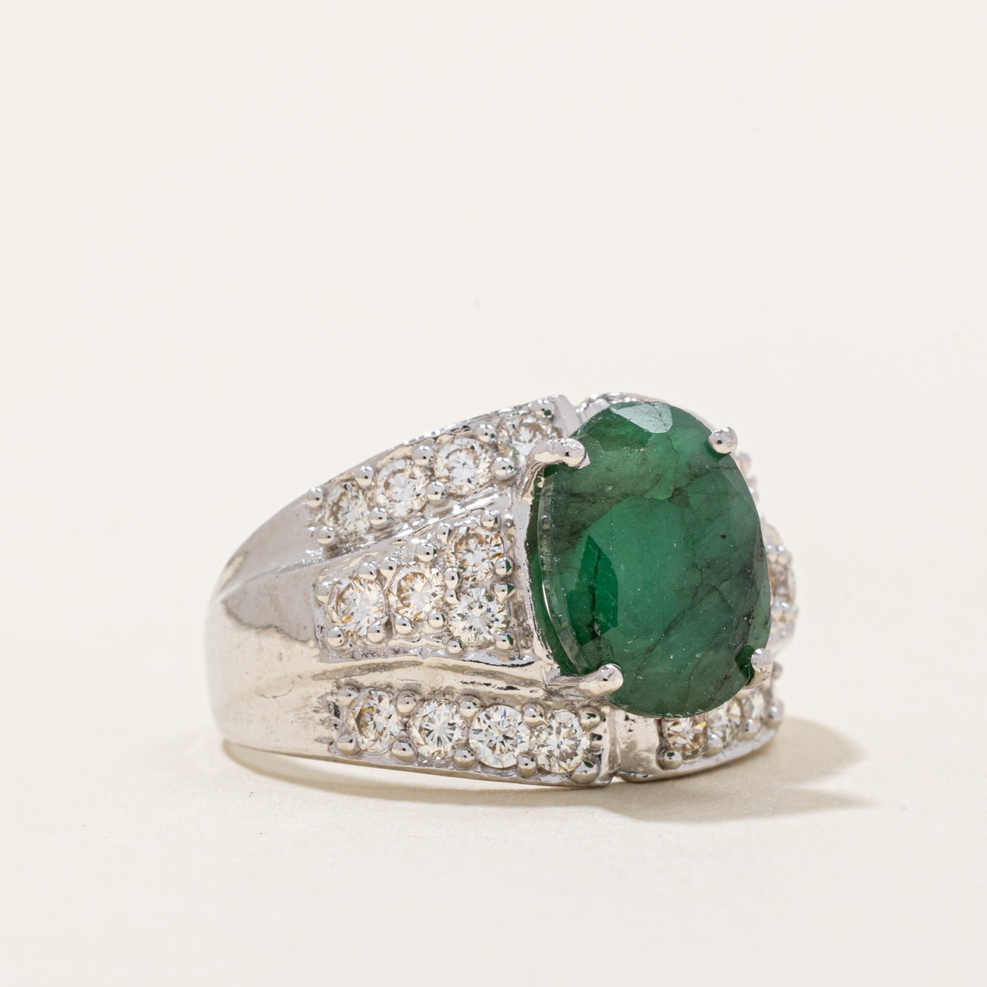 Emerald & Diamond Cocktail Ring | 2.15ct, 0.91ctw | SZ 7 |