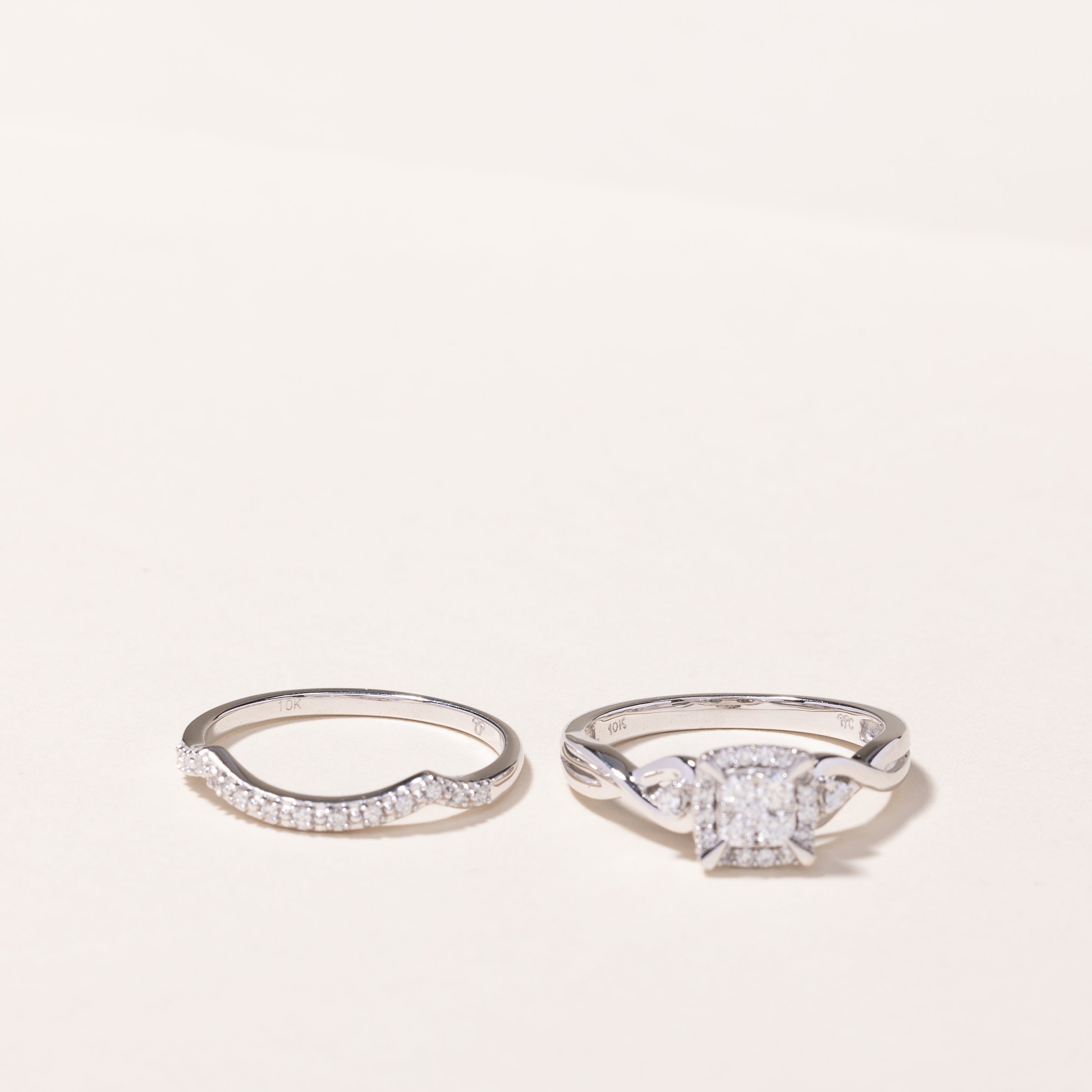 Alliance en or blanc 10 carats et diamants | 0,34 ct | Taille 7