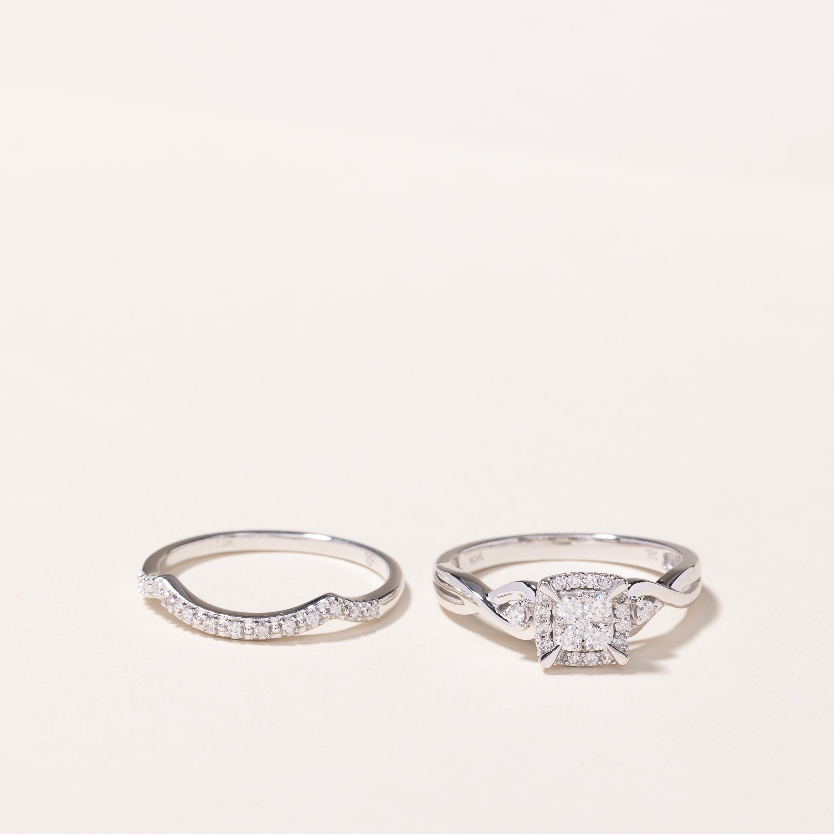 Alliance en or blanc 10 carats et diamants | 0,34 ct | Taille 7