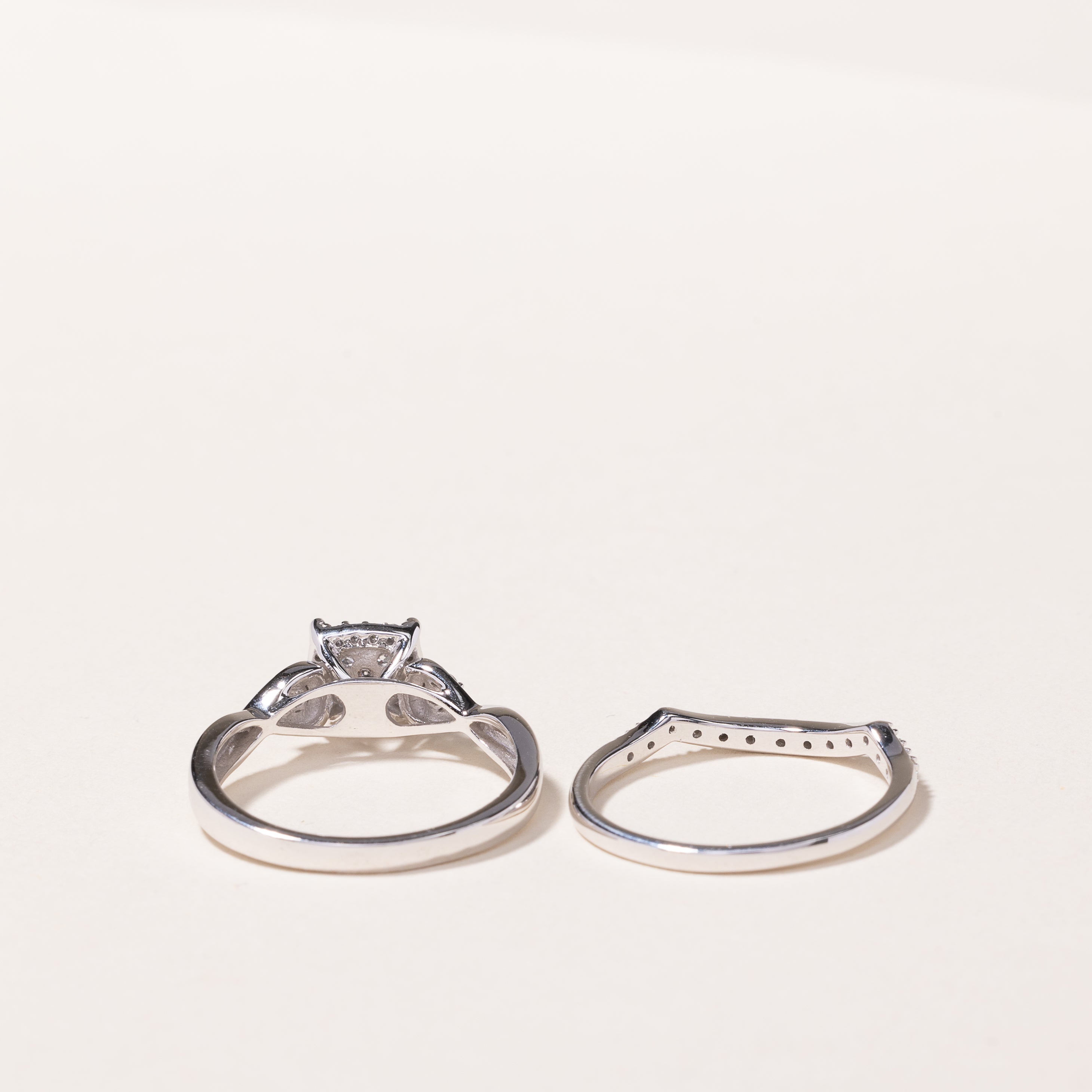 Alliance en or blanc 10 carats et diamants | 0,34 ct | Taille 7