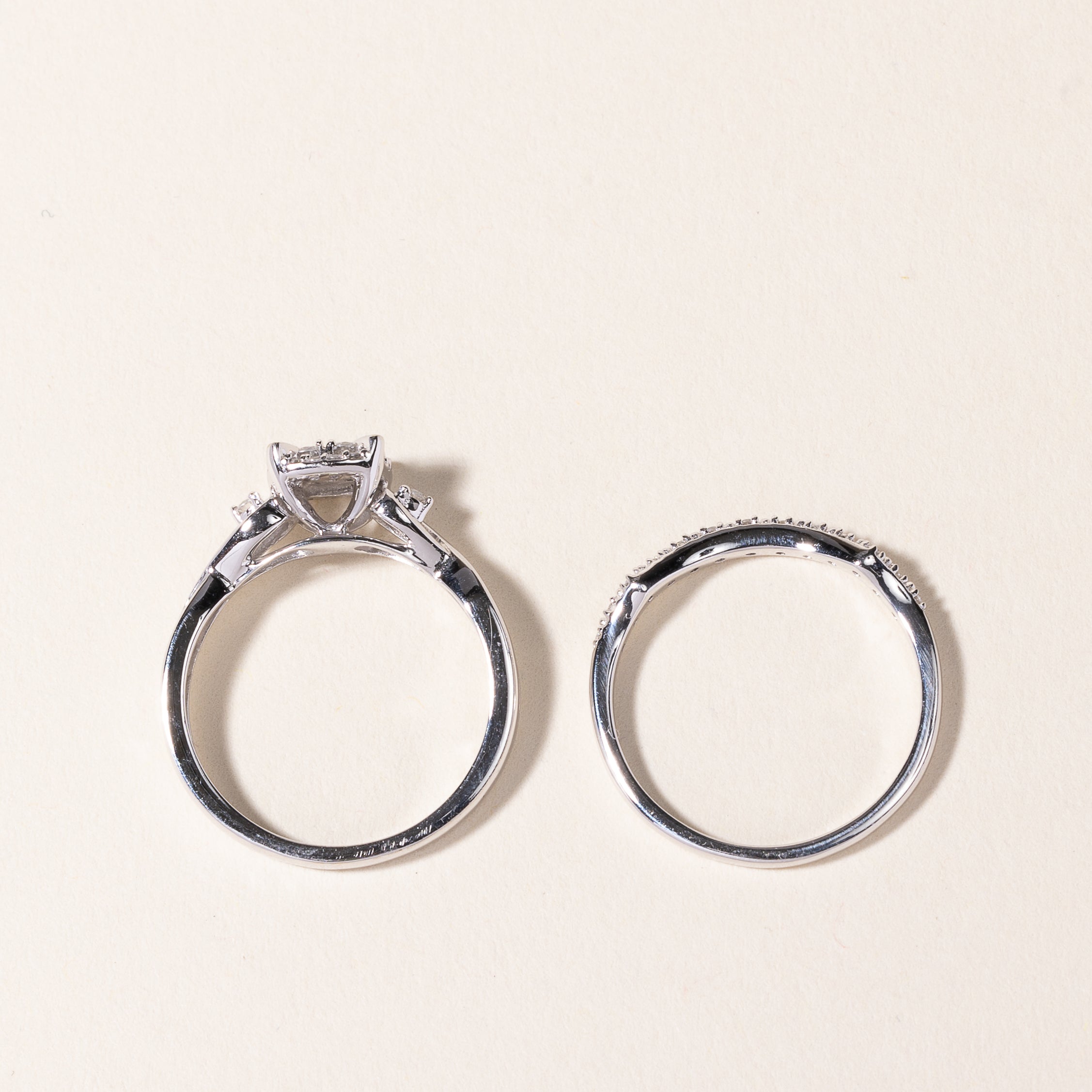 Alliance en or blanc 10 carats et diamants | 0,34 ct | Taille 7