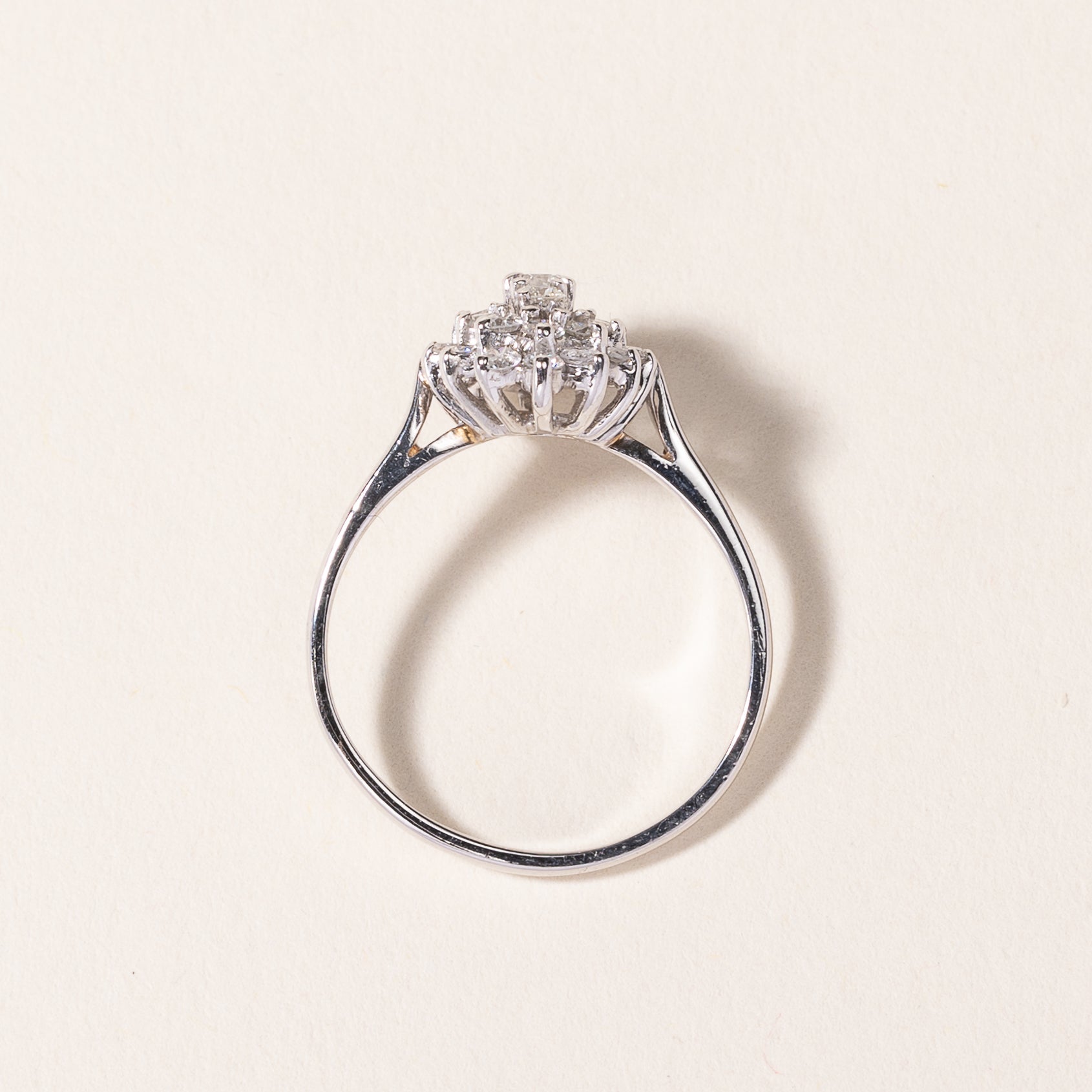 14k White Gold Diamond Cluster Ring | 0.91ctw | SZ 6.75