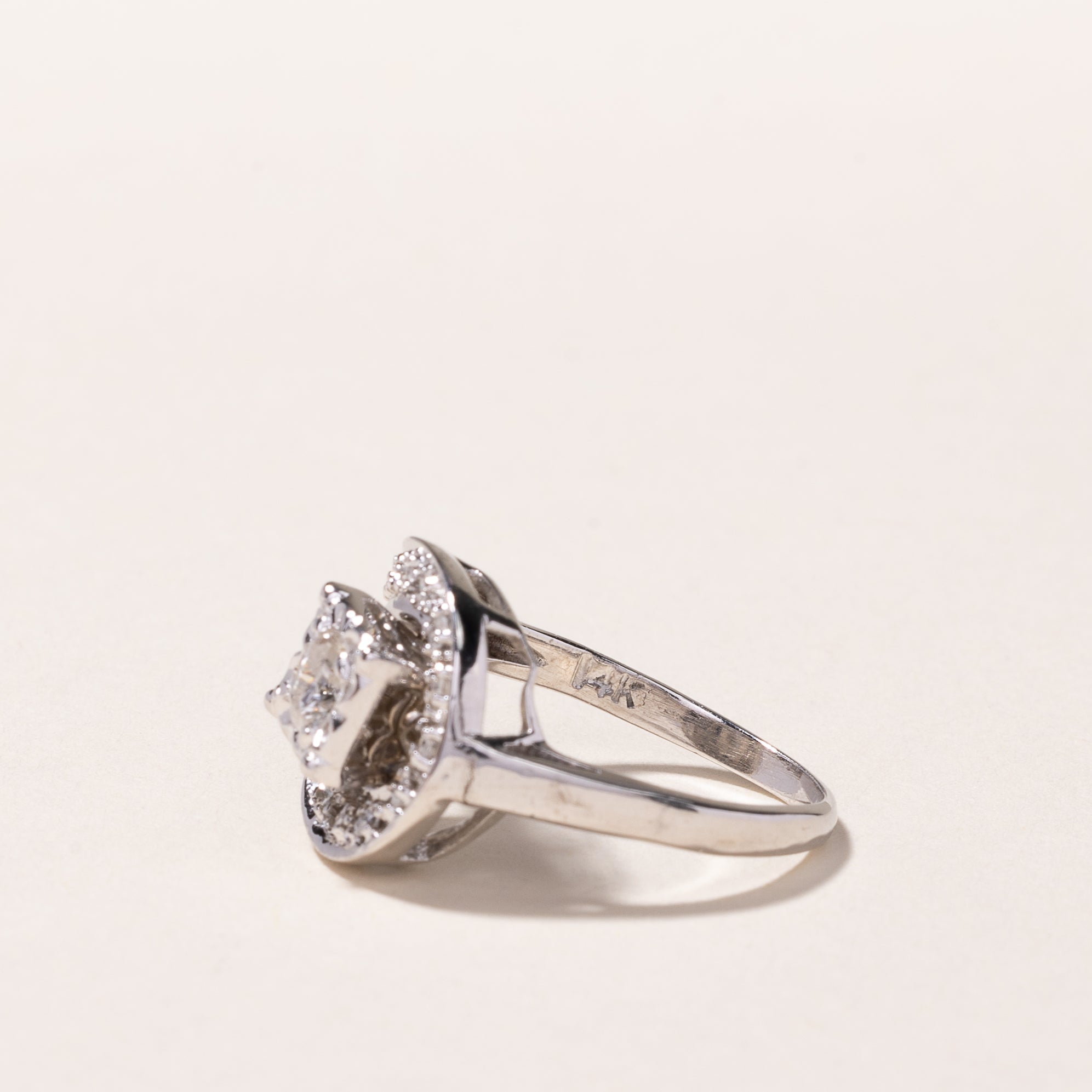 14k White Gold Swirl Design Diamond Ring | 0.42ctw | SZ 4