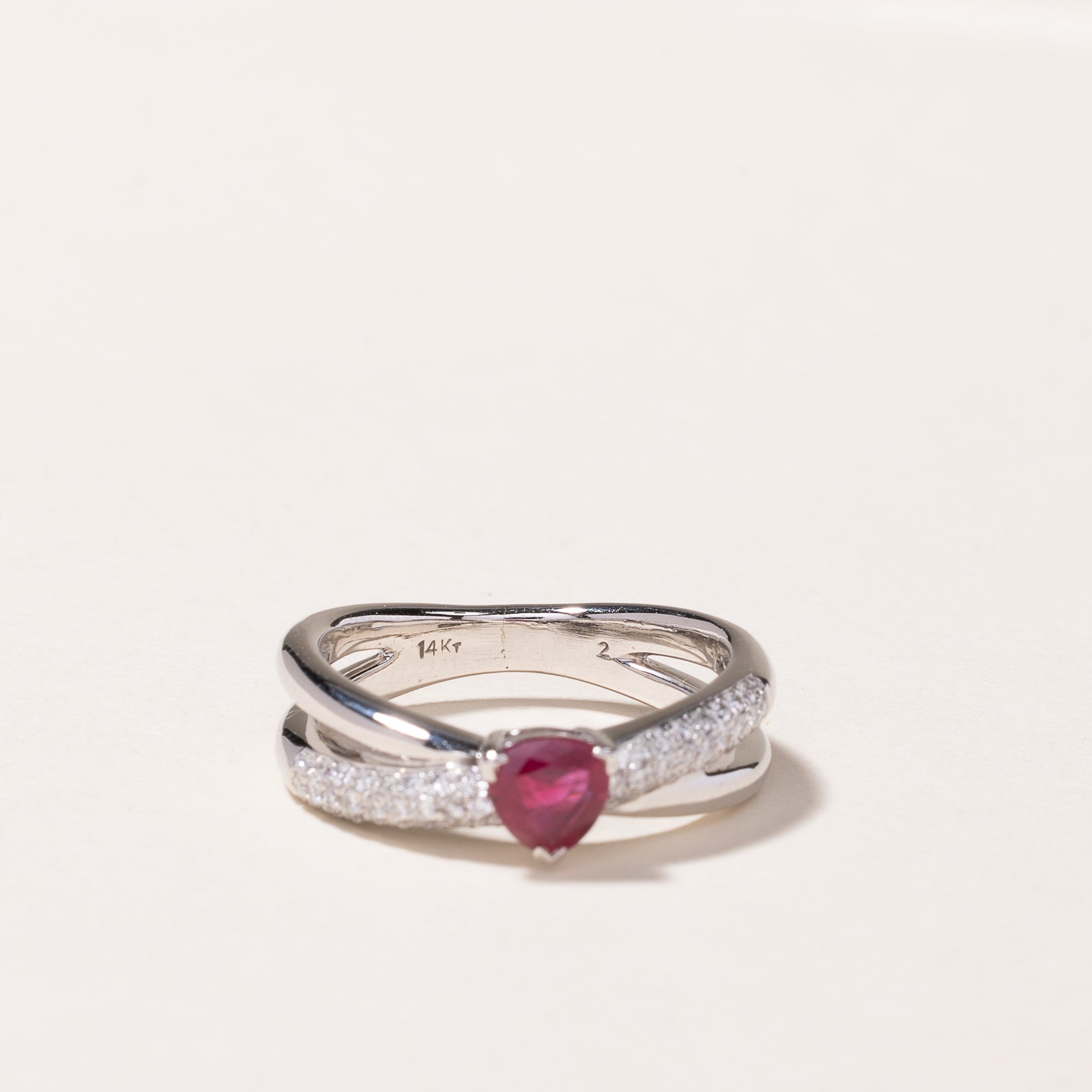 14k White Gold Ruby & Diamond Ring | 0.35ct, 0.30ctw | SZ 6