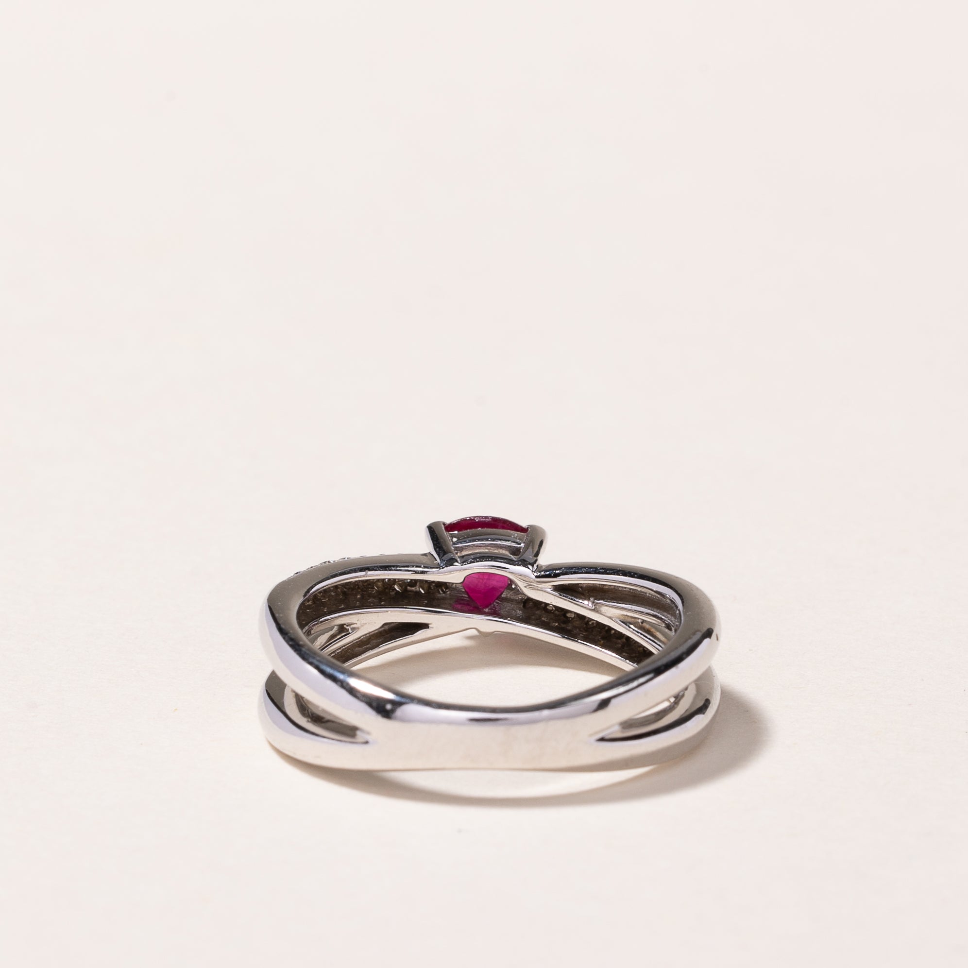 14k White Gold Ruby & Diamond Ring | 0.35ct, 0.30ctw | SZ 6