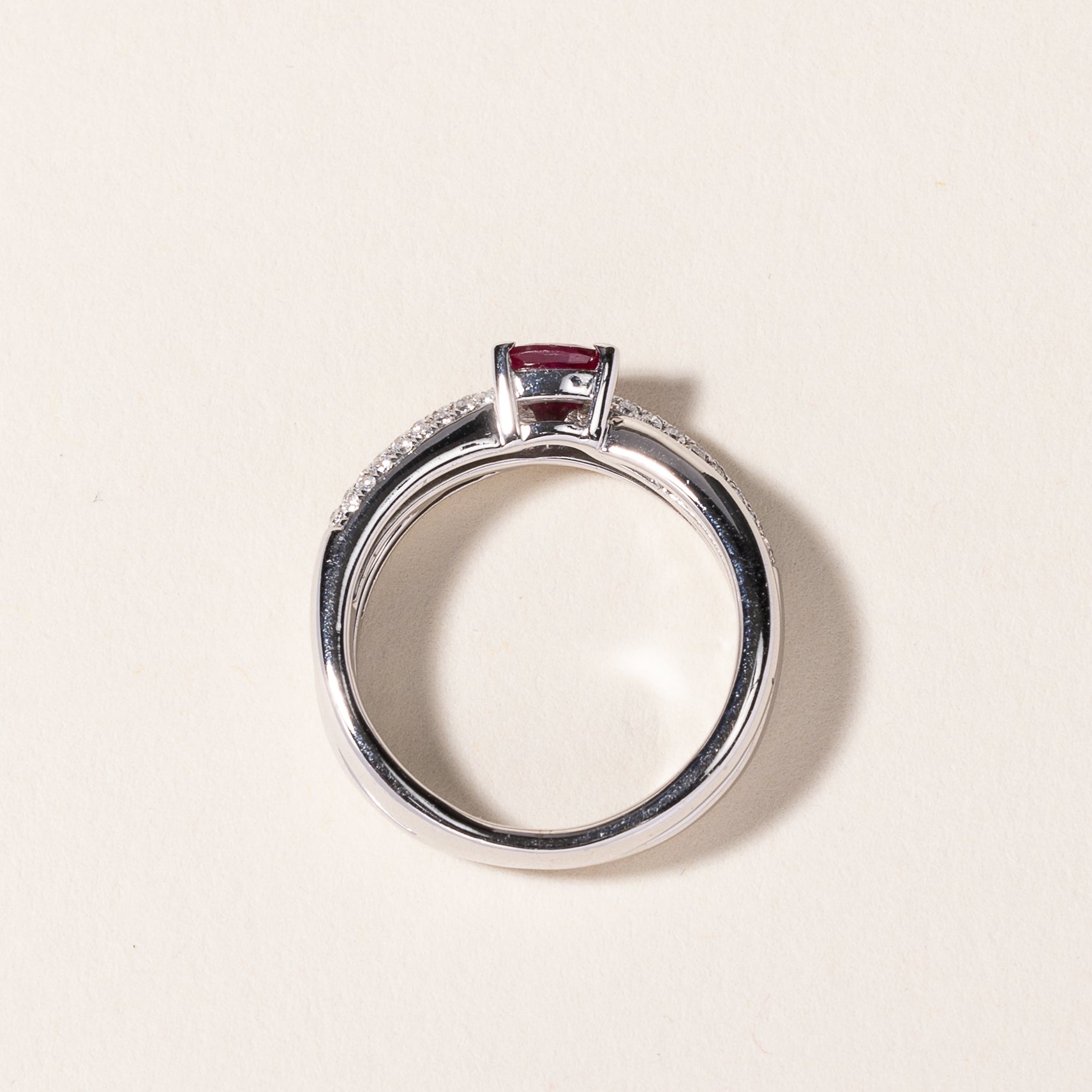 14k White Gold Ruby & Diamond Ring | 0.35ct, 0.30ctw | SZ 6