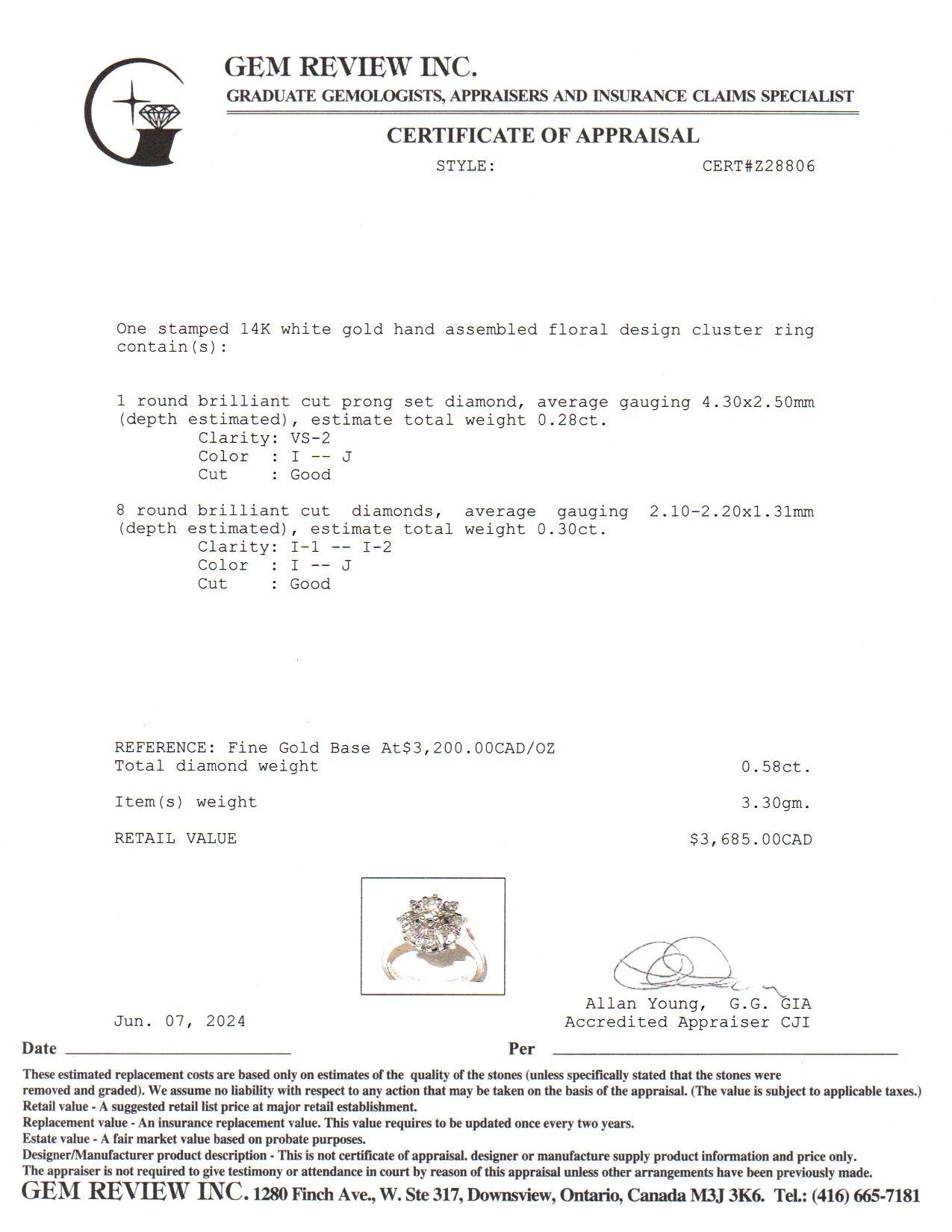 14k White Gold Diamond Petal Halo Ring | 0.58ctw | SZ 4.75